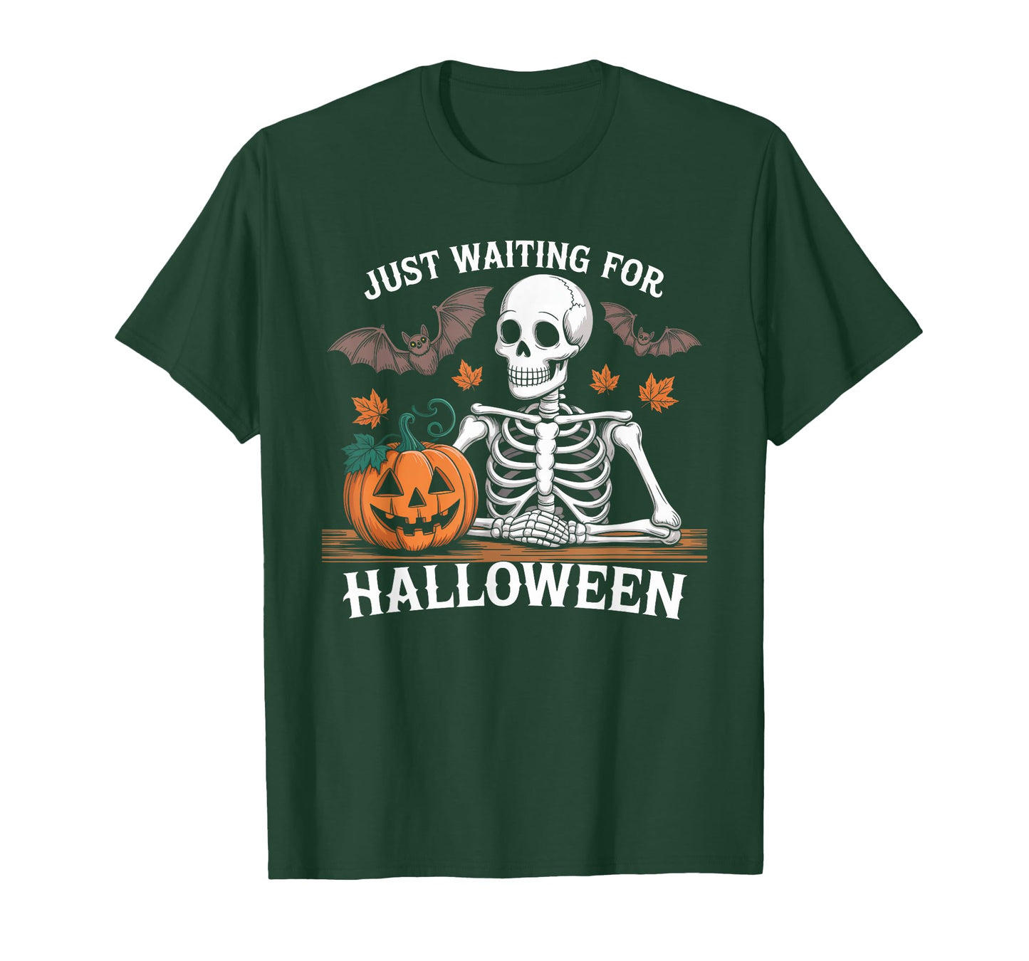 Just Waiting for Halloween Skeleton Coffee Jack Or Lantern T-Shirt