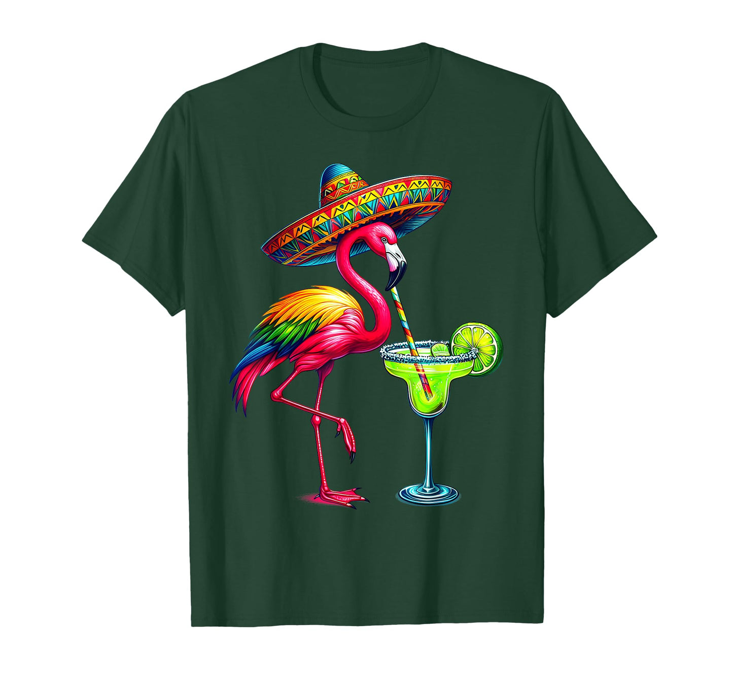 Cinco De Mayo Flamingo Drinking Margarita Mexican Poncho T-Shirt