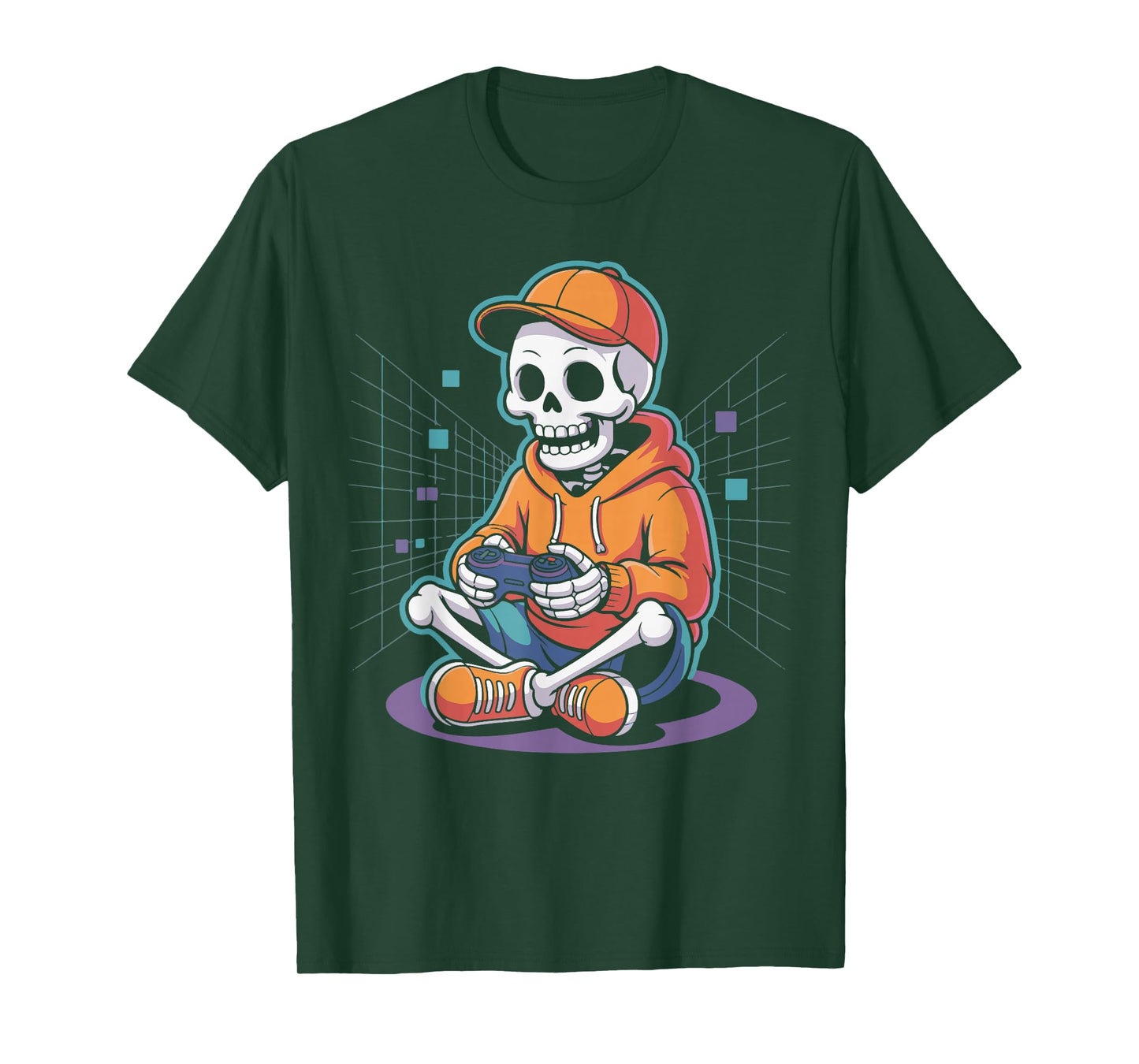 Funny Skeleton Gaming with Controller Halloween for Boys T-Shirt