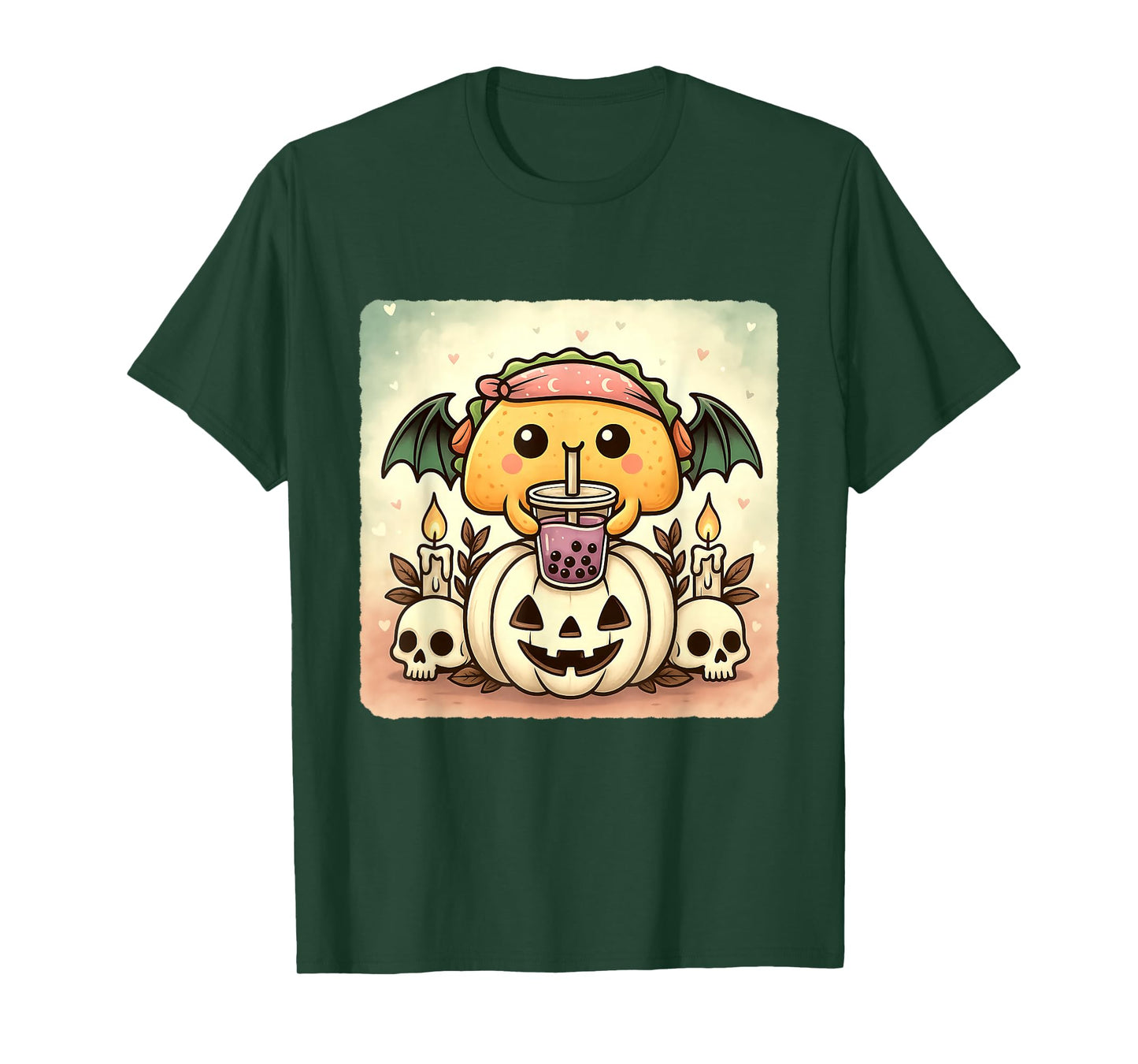 Taco Bat Kawaii Pastel Goth Creepy Cute Skeleton T-Shirt