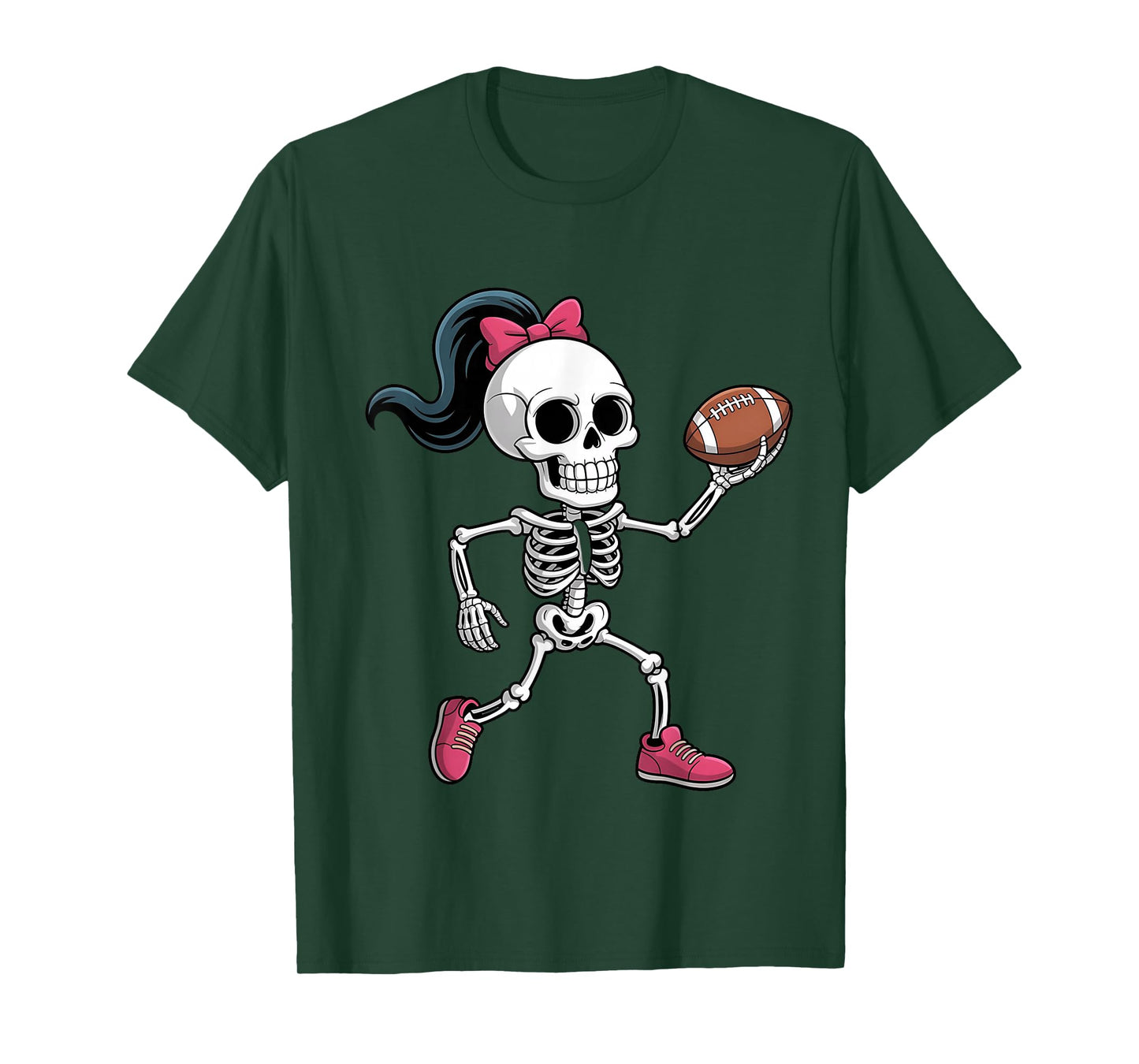Skeleton Football Halloween Costume Funny Women Girls Kids T-Shirt