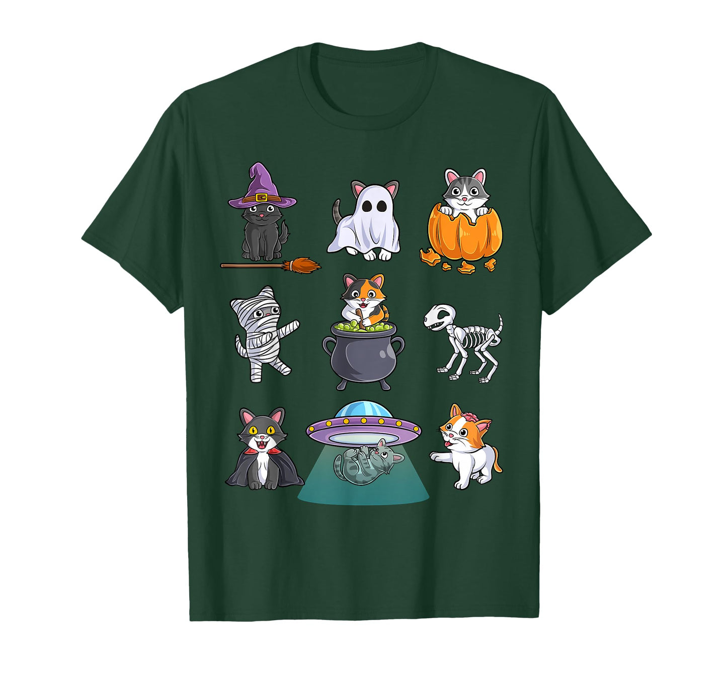 Cats Halloween Spooky Holiday Cat Lover Men Women Kids T-Shirt