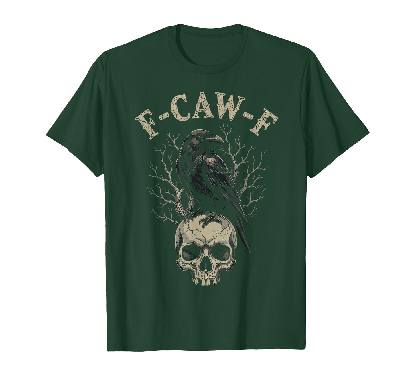 F-Caw-F Funny Crow Skull Gothic Halloween Art T-Shirt