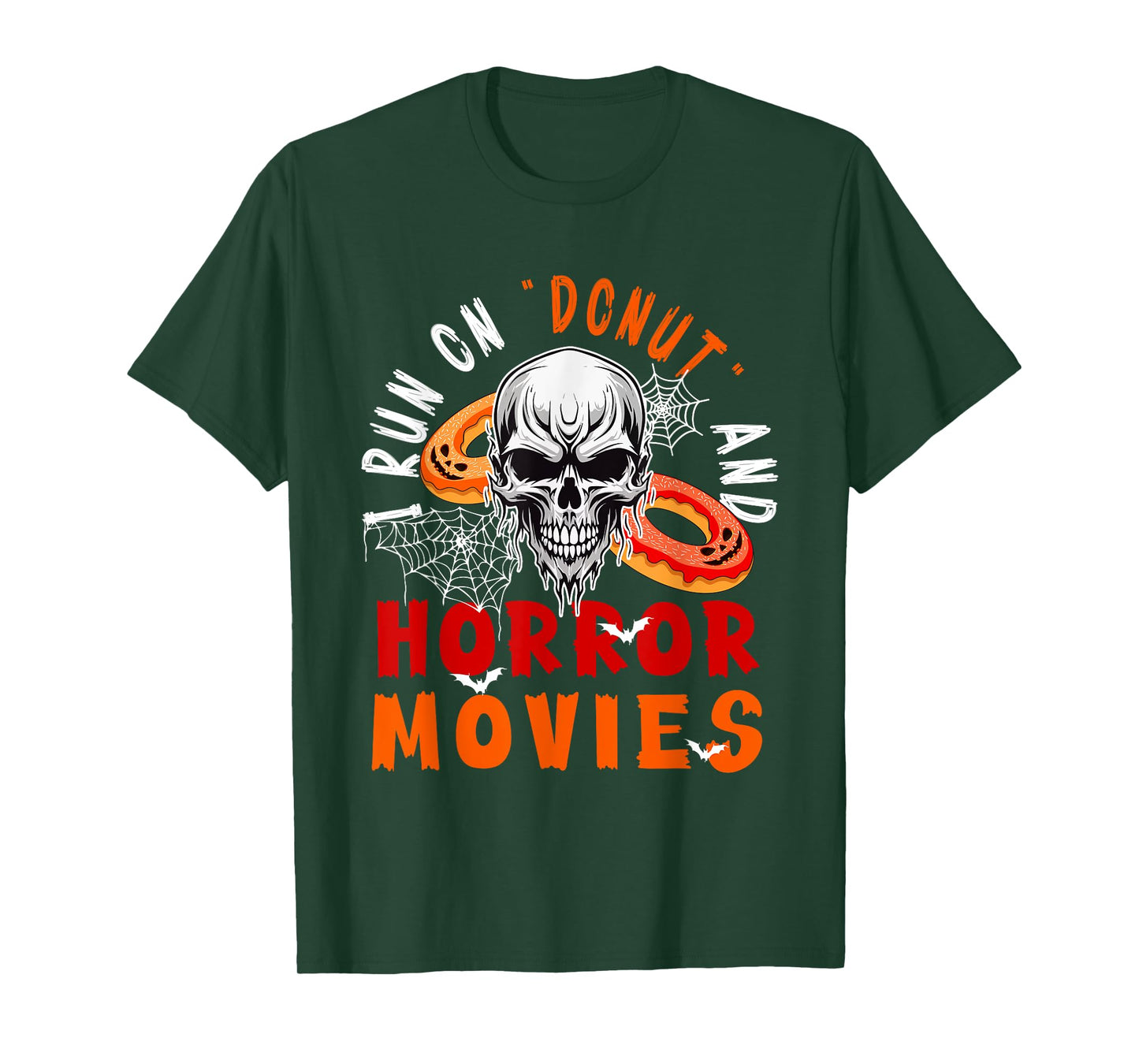 Running On Donut and Horror Movies Halloween Horror Skull T-Shirt