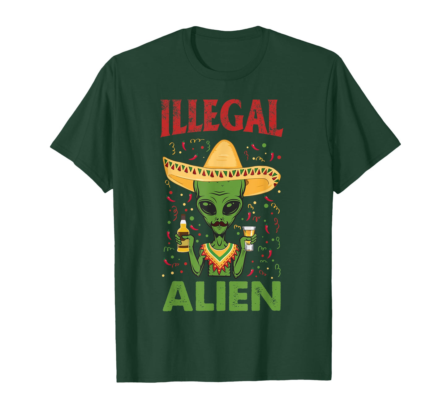 Funny Cinco De Mayo Illegal Alien Drinking T-Shirt