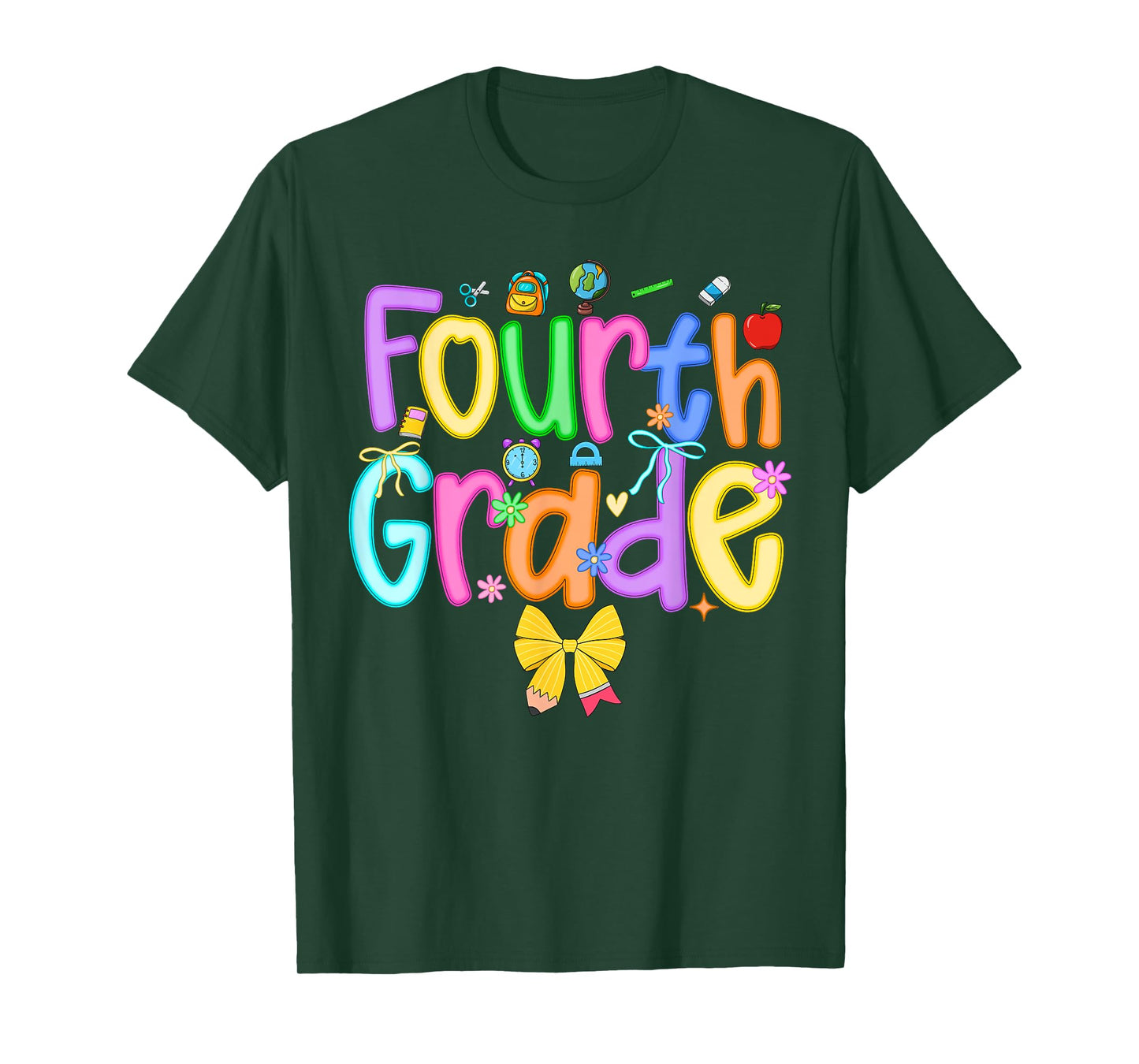 Back To School Fourth Grade Girls Bow 4th Grade Teacher Kids T-Shirt