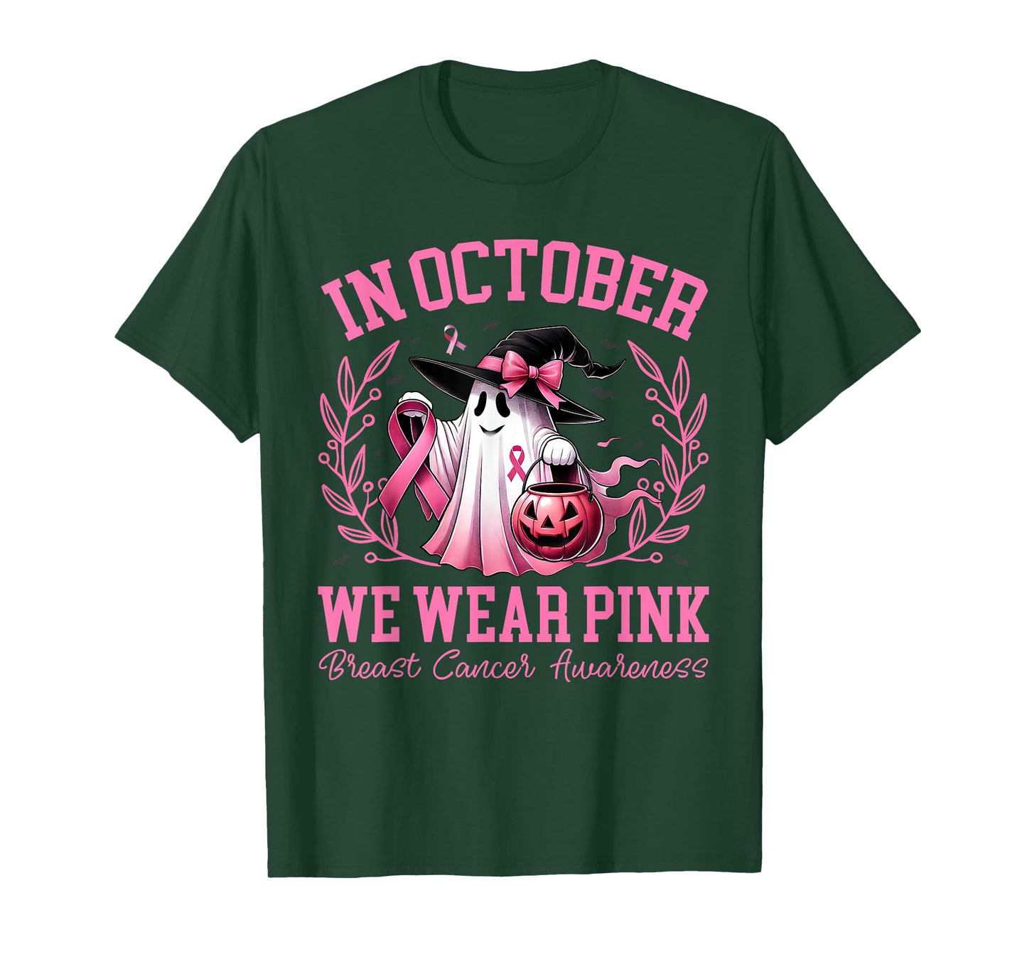 Breast Cancer Shirts Women Halloween In October We Wear Pink T-Shirt