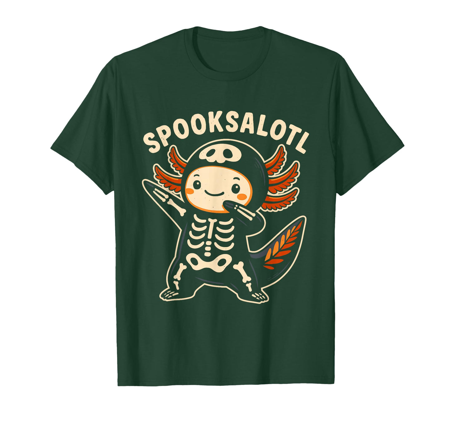 Dabbing Halloween Dab Kawaii Spooksalotl Skeleton Axolotl T-Shirt