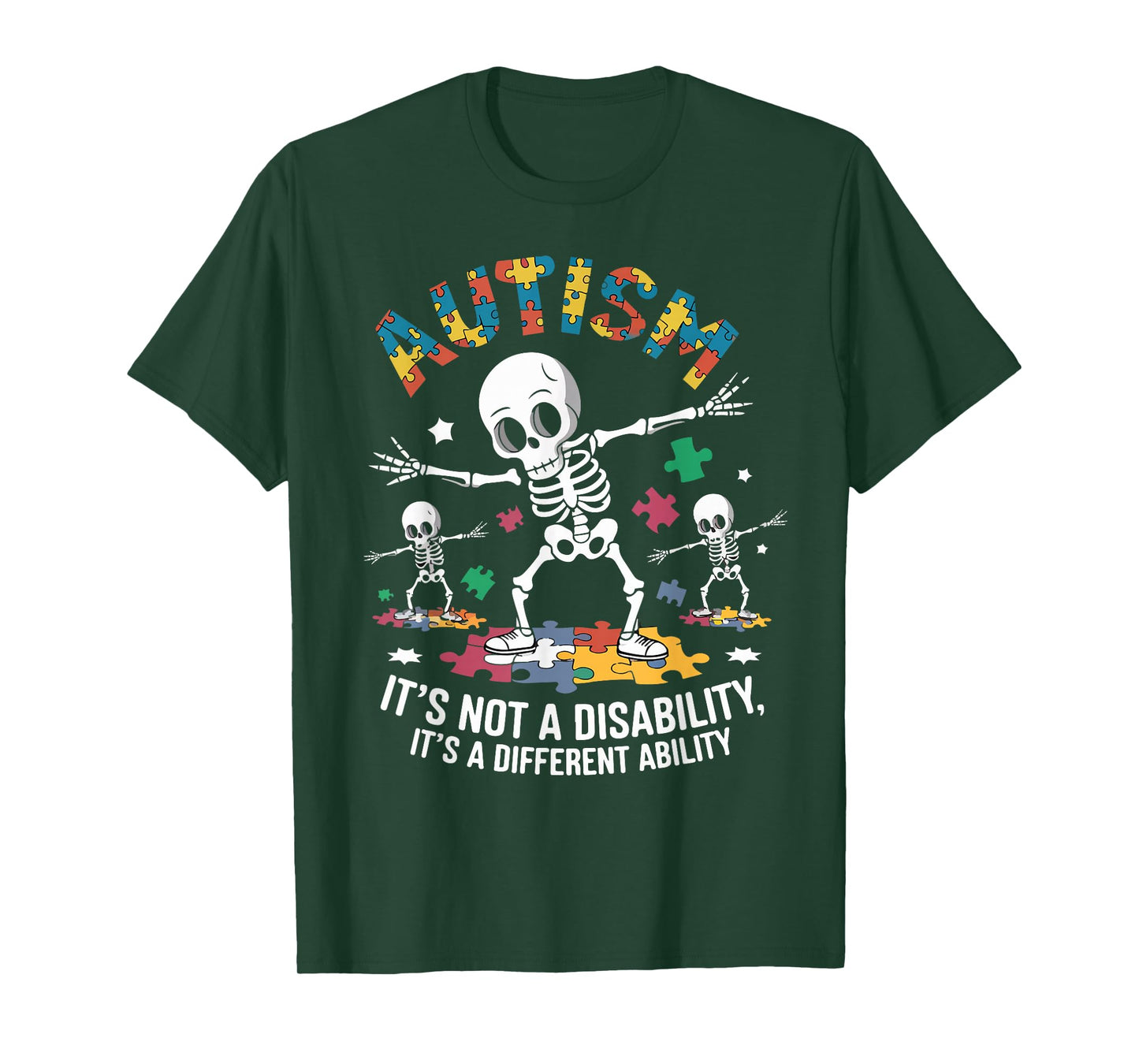 Autism Skeleton Dabbing Autistic Kids Autism Awareness T-Shirt
