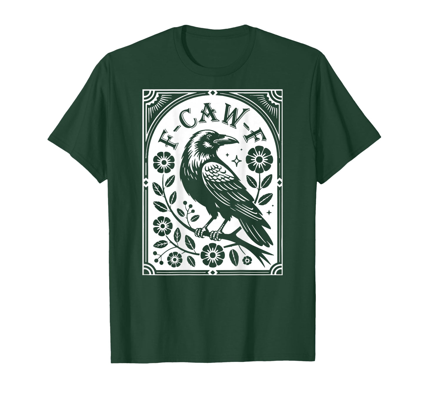 F-Caw-F Raven with Flowers - On Back T-Shirt