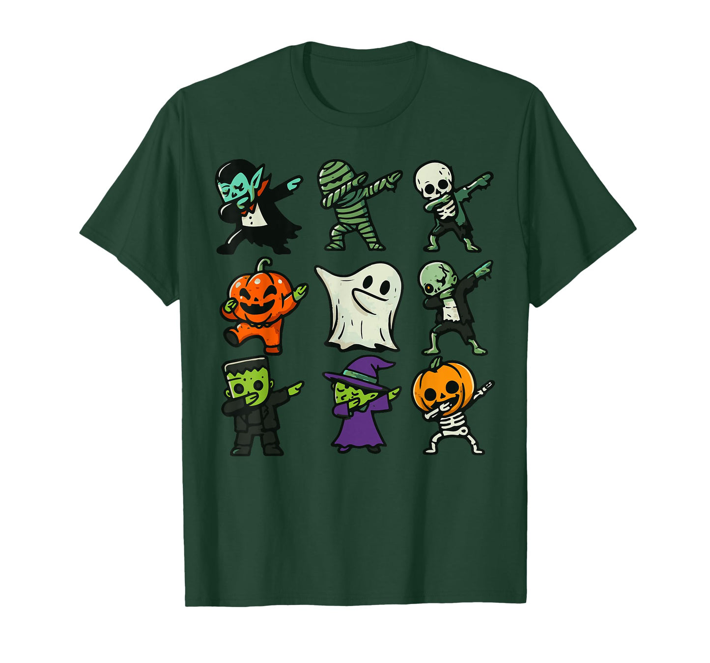 Ghost Pumpkin Skeleton Dab Costume Boys Girls Kids Halloween T-Shirt