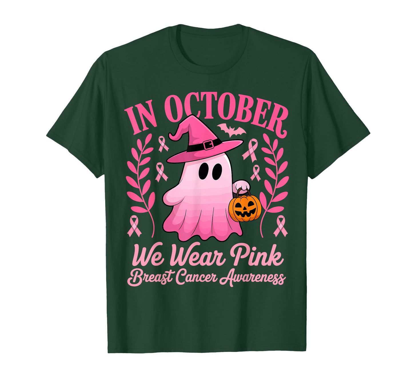 Breast Cancer Women Halloween in October We Wear Pink T-Shirt
