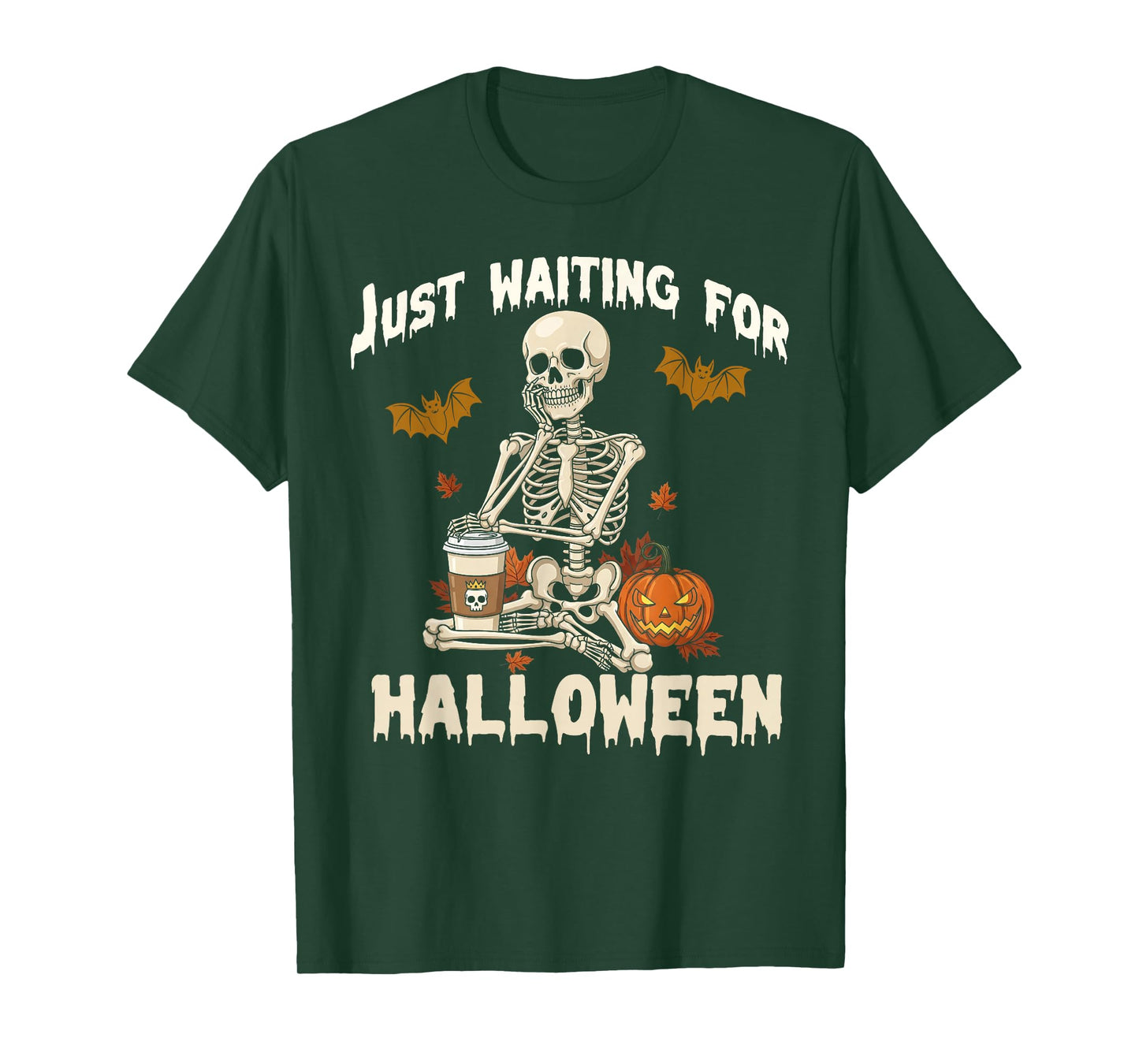 Skeleton Spooky Vibe Summer Funny just Waiting for Halloween T-Shirt