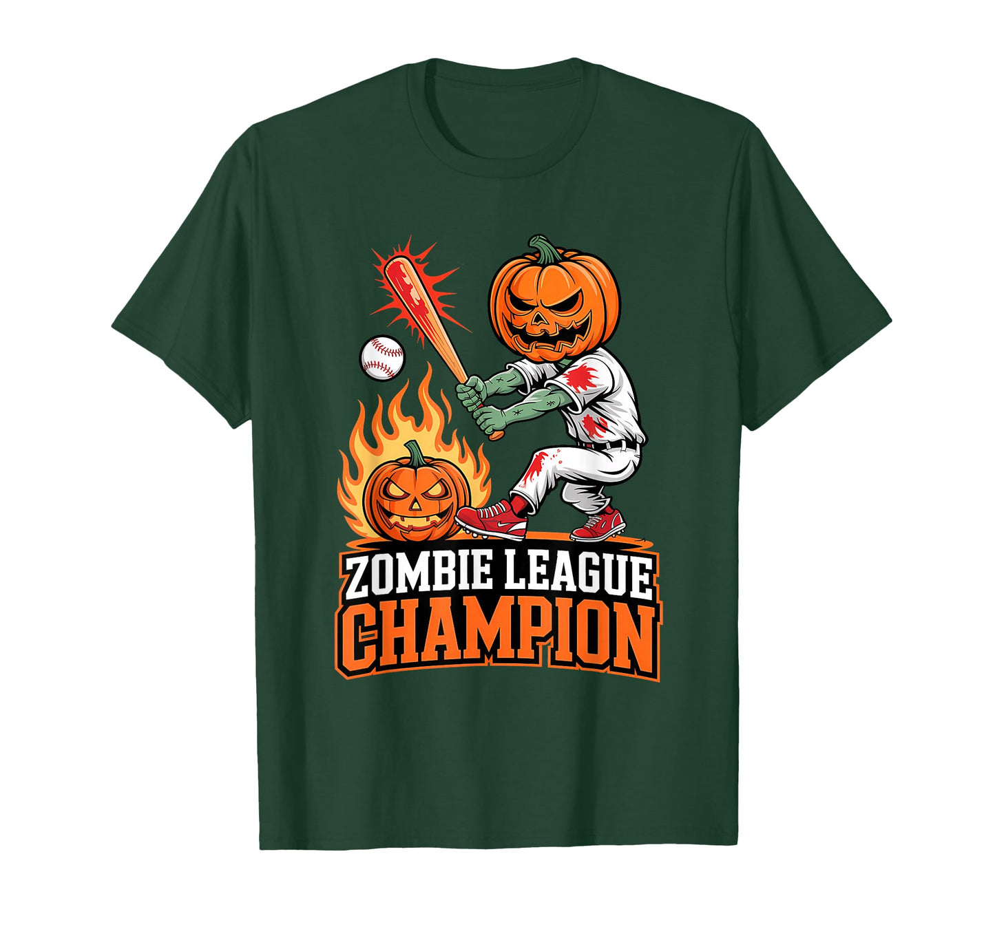 Zombie League Champion Funny Baseball Zombies Halloween T-Shirt