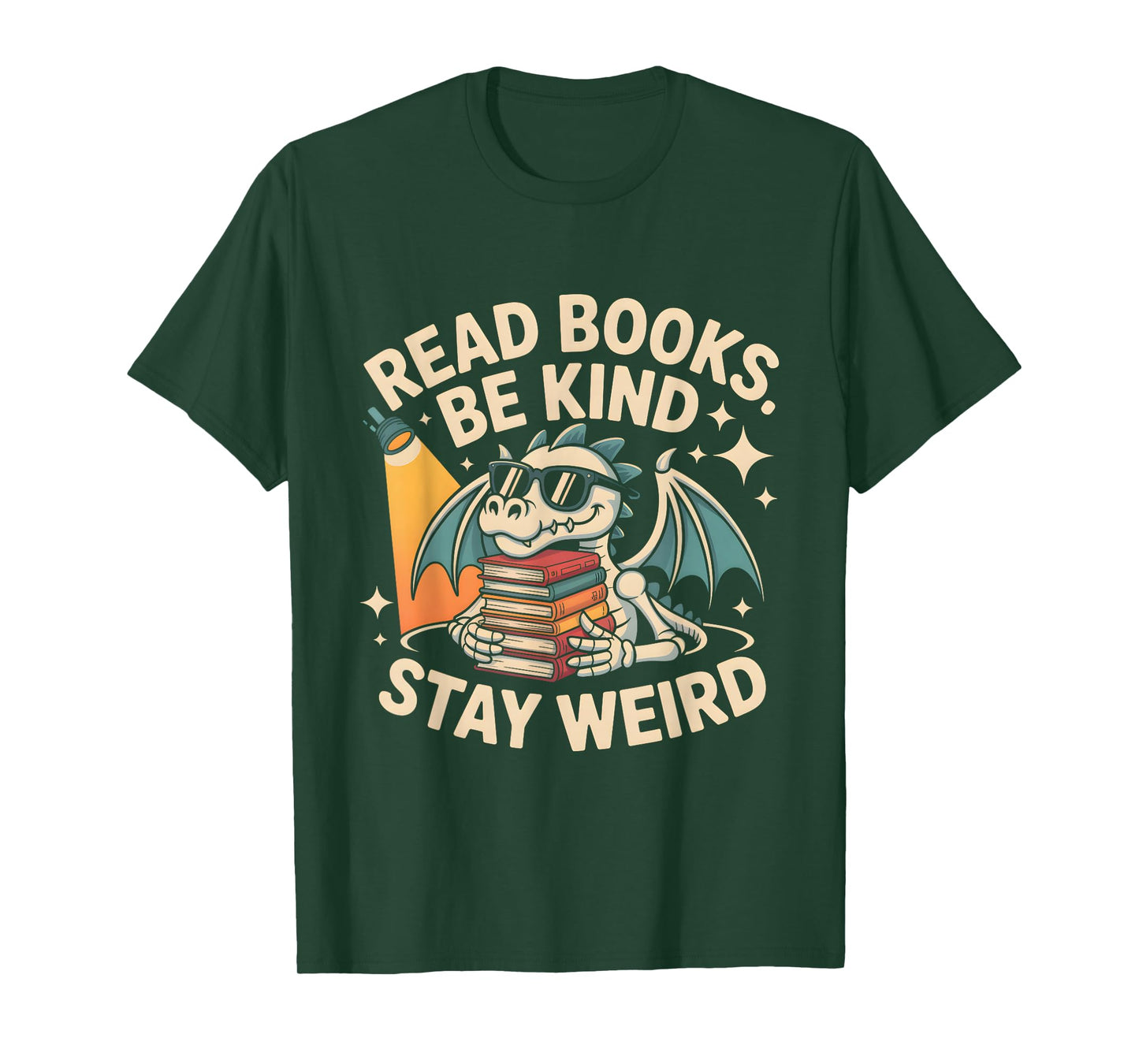 Read Books Be Kind Stay Weird Book Dragon Skeleton Reading T-Shirt
