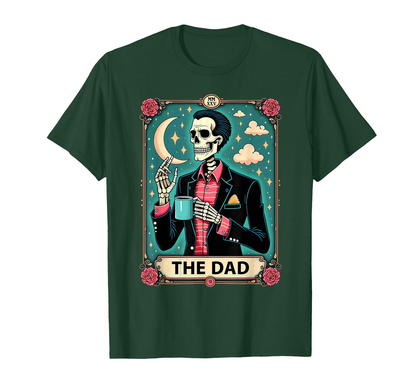 Retro Witch Dad Tarot Card Skeleton Halloween T-Shirt