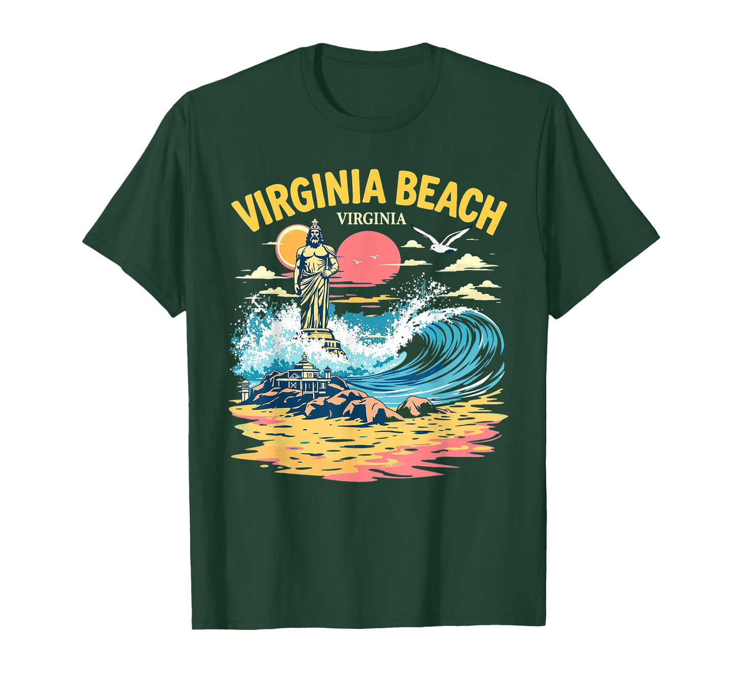 Vintage Virginia Beach Virginia Sunset Beach Cityscape T-Shirt