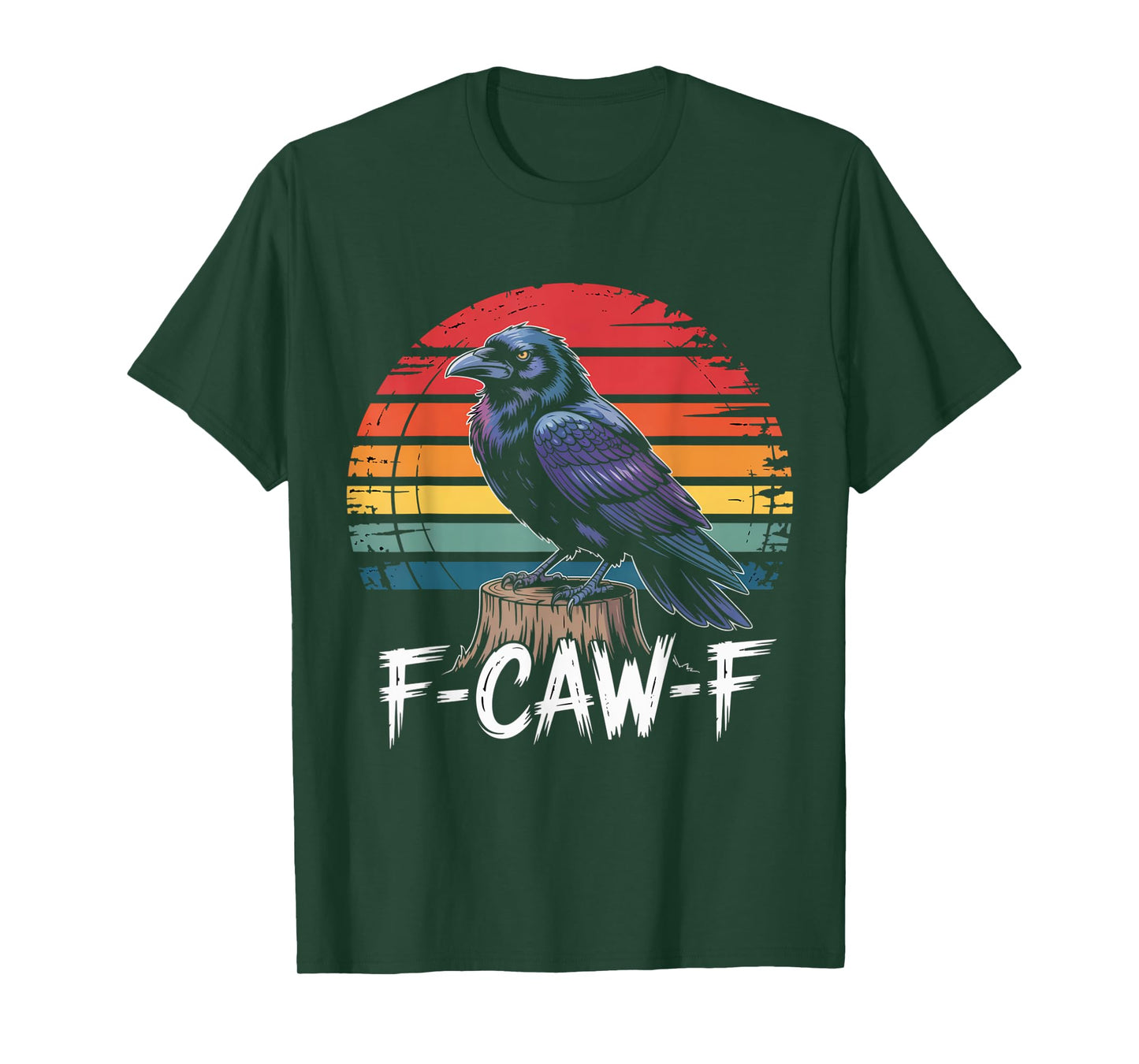 Vintage F-Caw-F Crow Bird Crawing Black Bird Crow Sunset T-Shirt