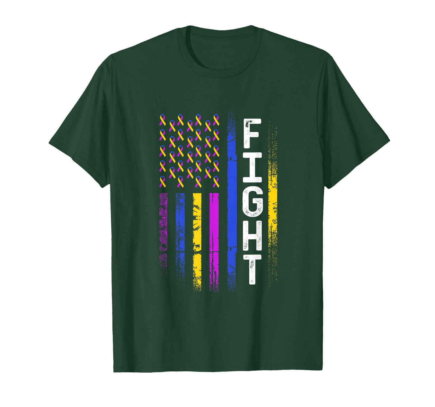 Bladder Cancer Flag Purple Yellow Blue Ribbon Awareness T-Shirt