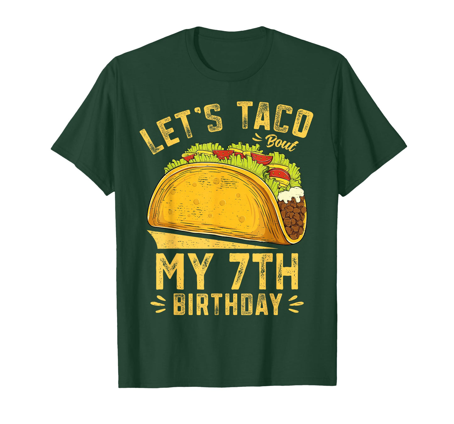 Funny 7 Years Old Let's Taco Bout My 7th Birthday Boys Kids T-Shirt