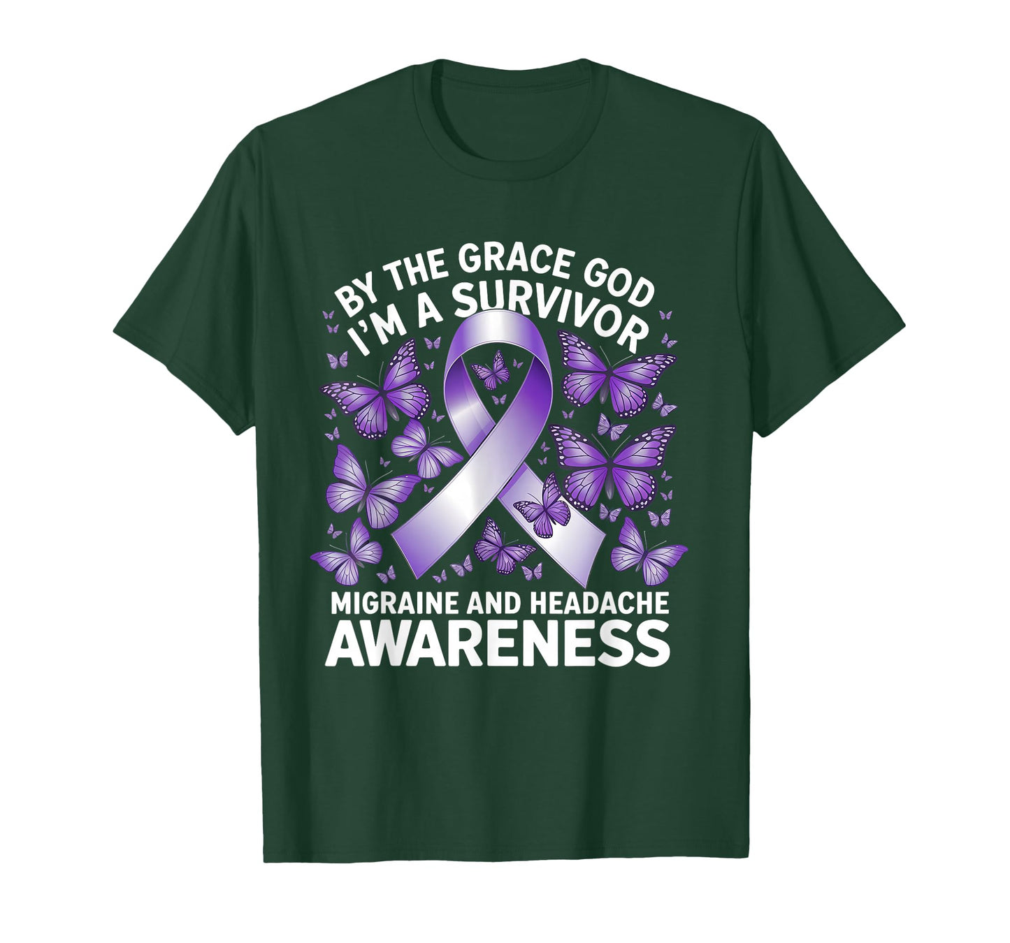 Migraine And Headache Awareness Butterfly I'm A Survivor T-Shirt