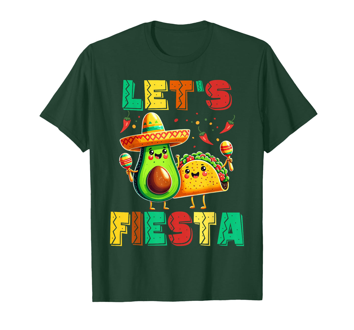 Cinco De Mayo Let's Fiesta Avocado And Tacos Cinco De Mayo T-Shirt