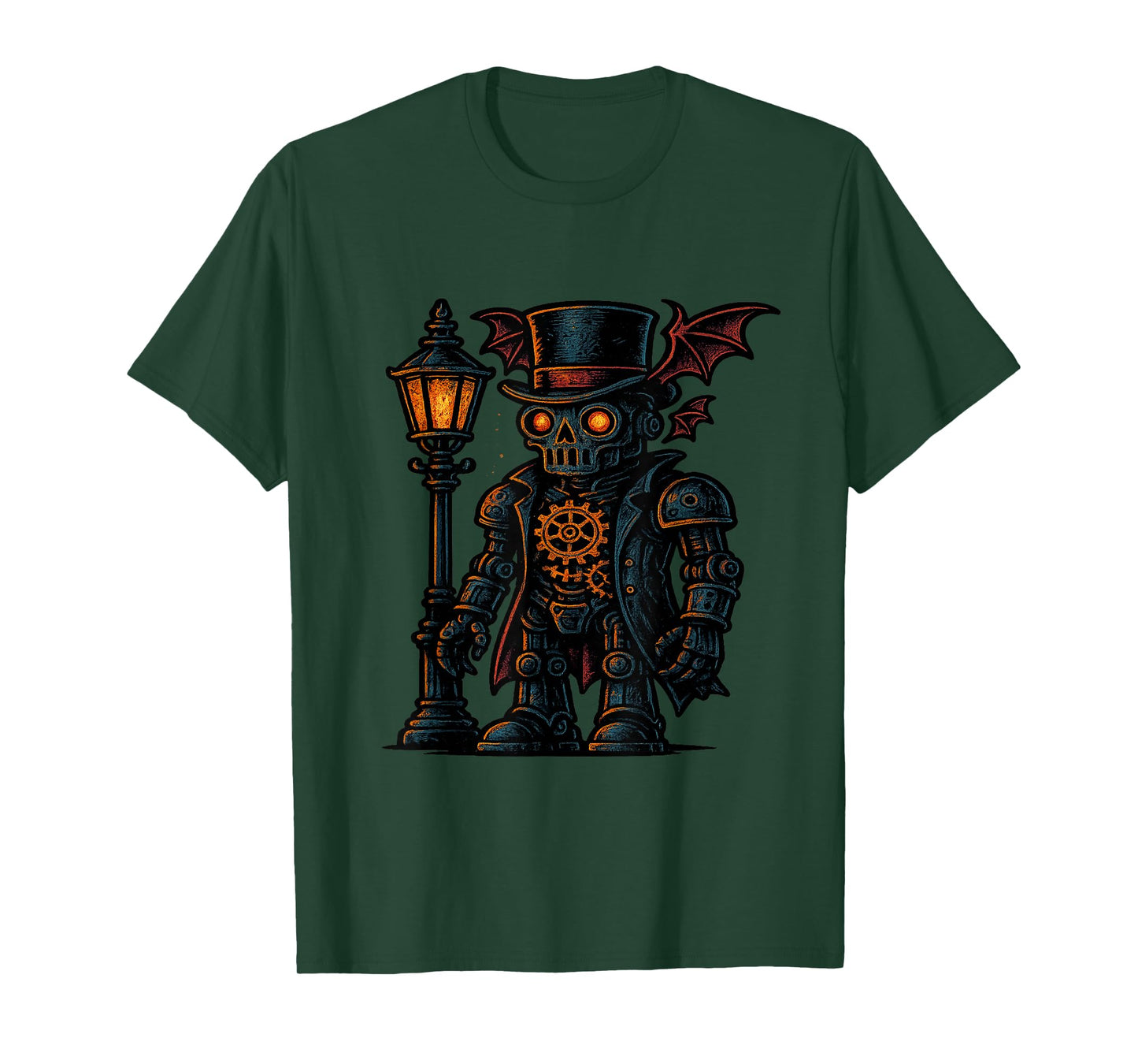 Steampunk Skeleton Gothic Robot Gear Top Hat Art Sci-Fi T-Shirt