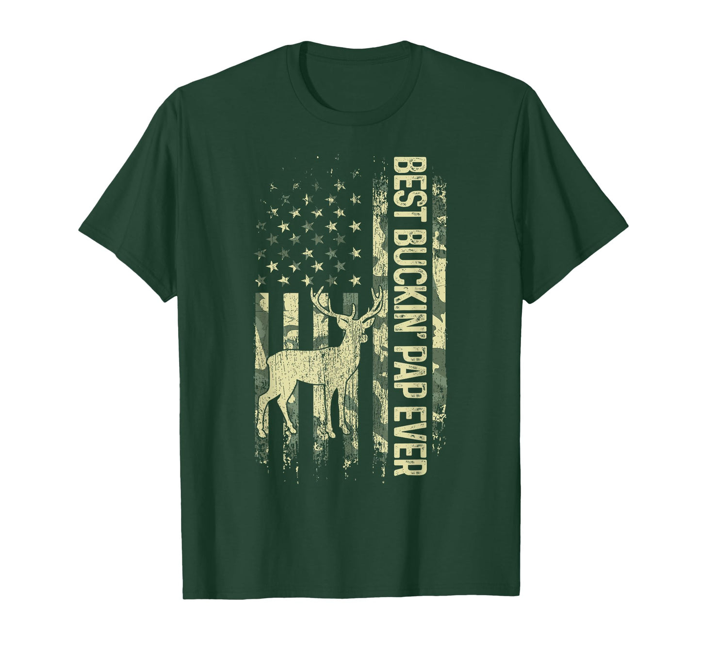 Best Buckin' Pap Ever Camouflage American Flag Father's Day Women Men T-Shirt