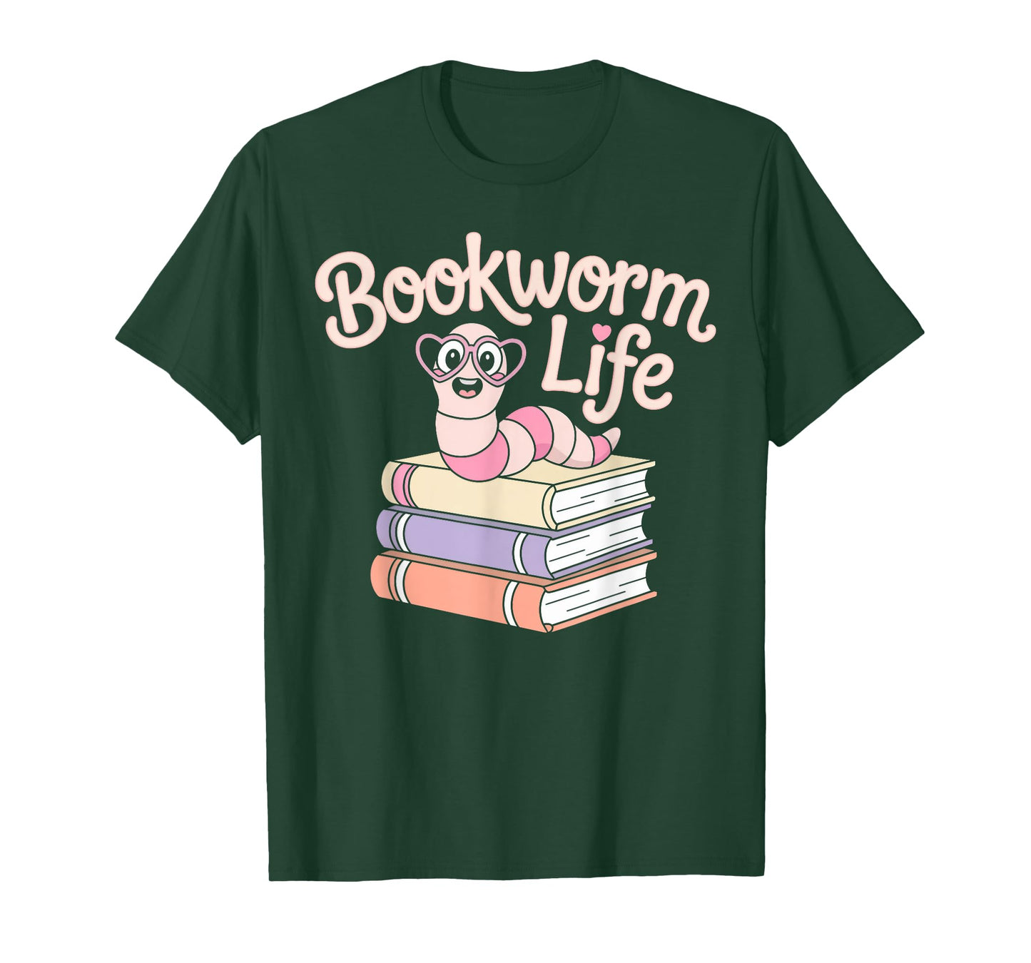 Bookworm Life Cute Worm on Books T-Shirt