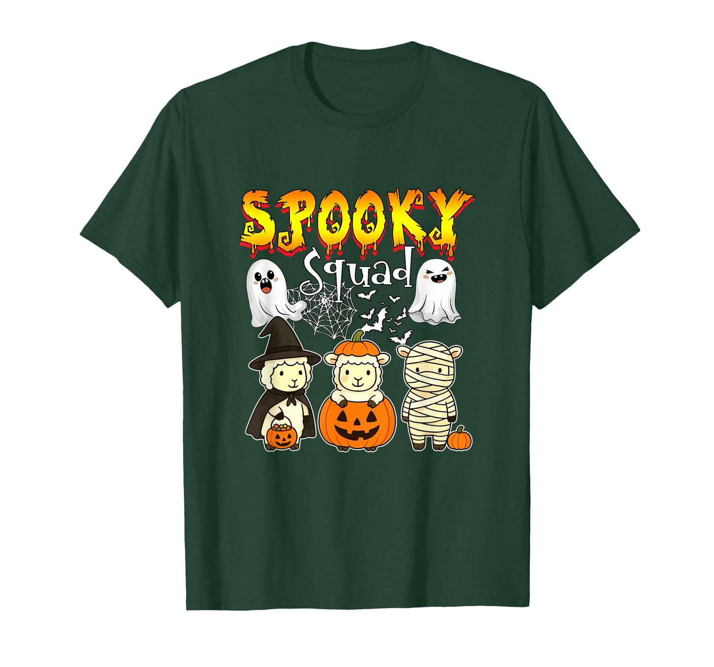 Spooky Halloween Squad Three Cute Sheeps Cosplay Witch T-Shirt