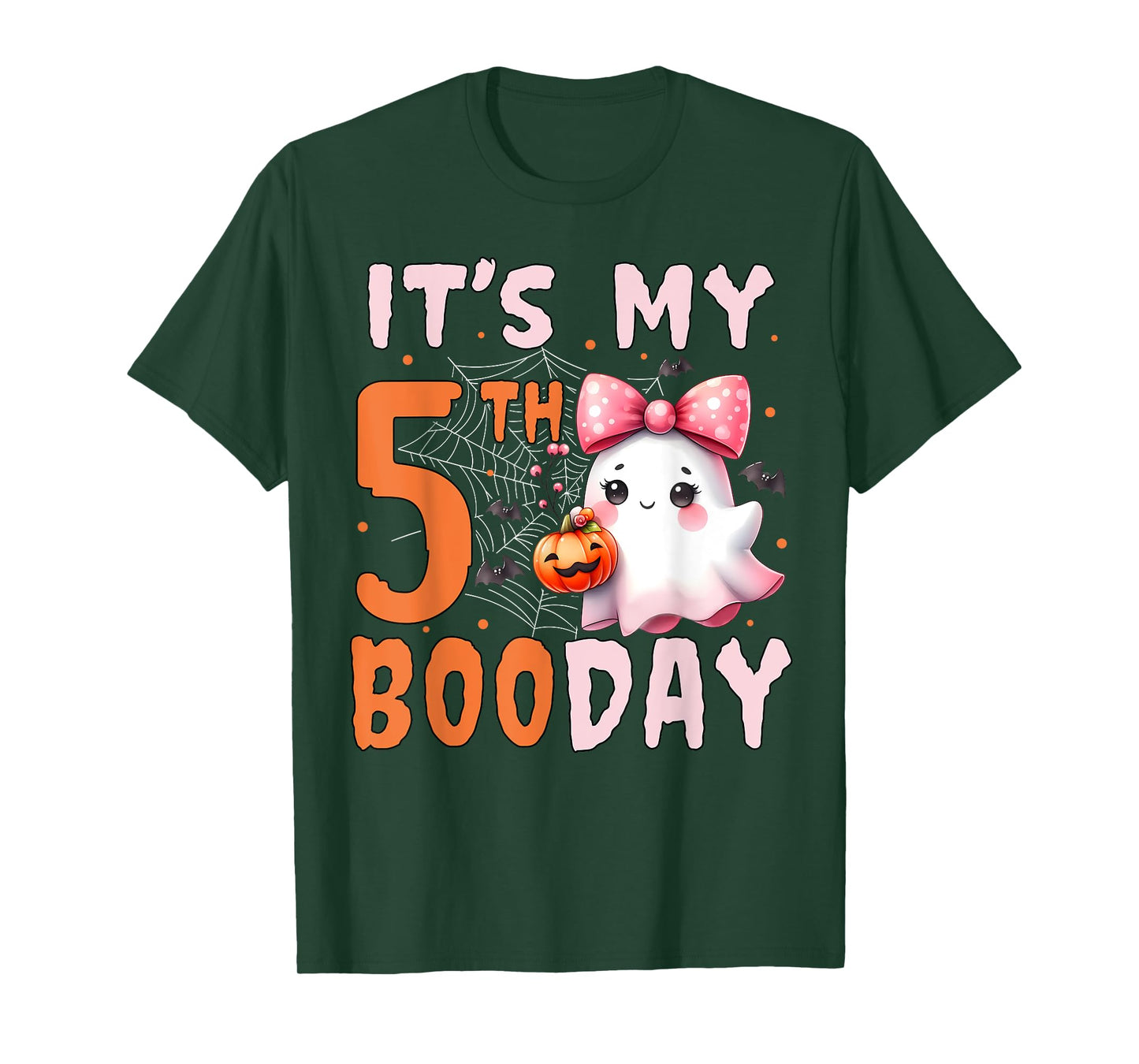 Its My Boo Day Cute Halloween 5th Birthday Ghost Bow Girl T-Shirt