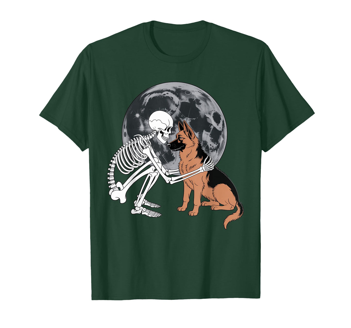 Skeleton Hugging Dog Halloween German Shepherd Lover Mom Dad T-Shirt