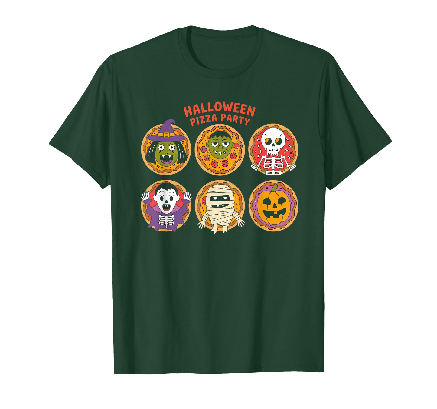 Halloween Pizza Party Funny Monster Toppings T-Shirt