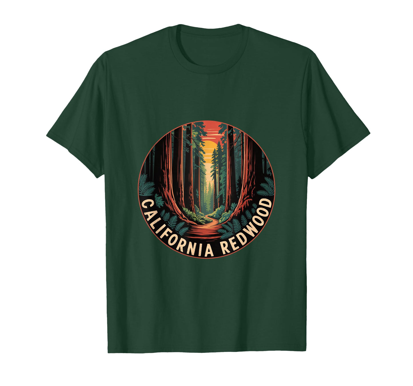 Vintage California Redwood Trees Forest Path T-Shirt