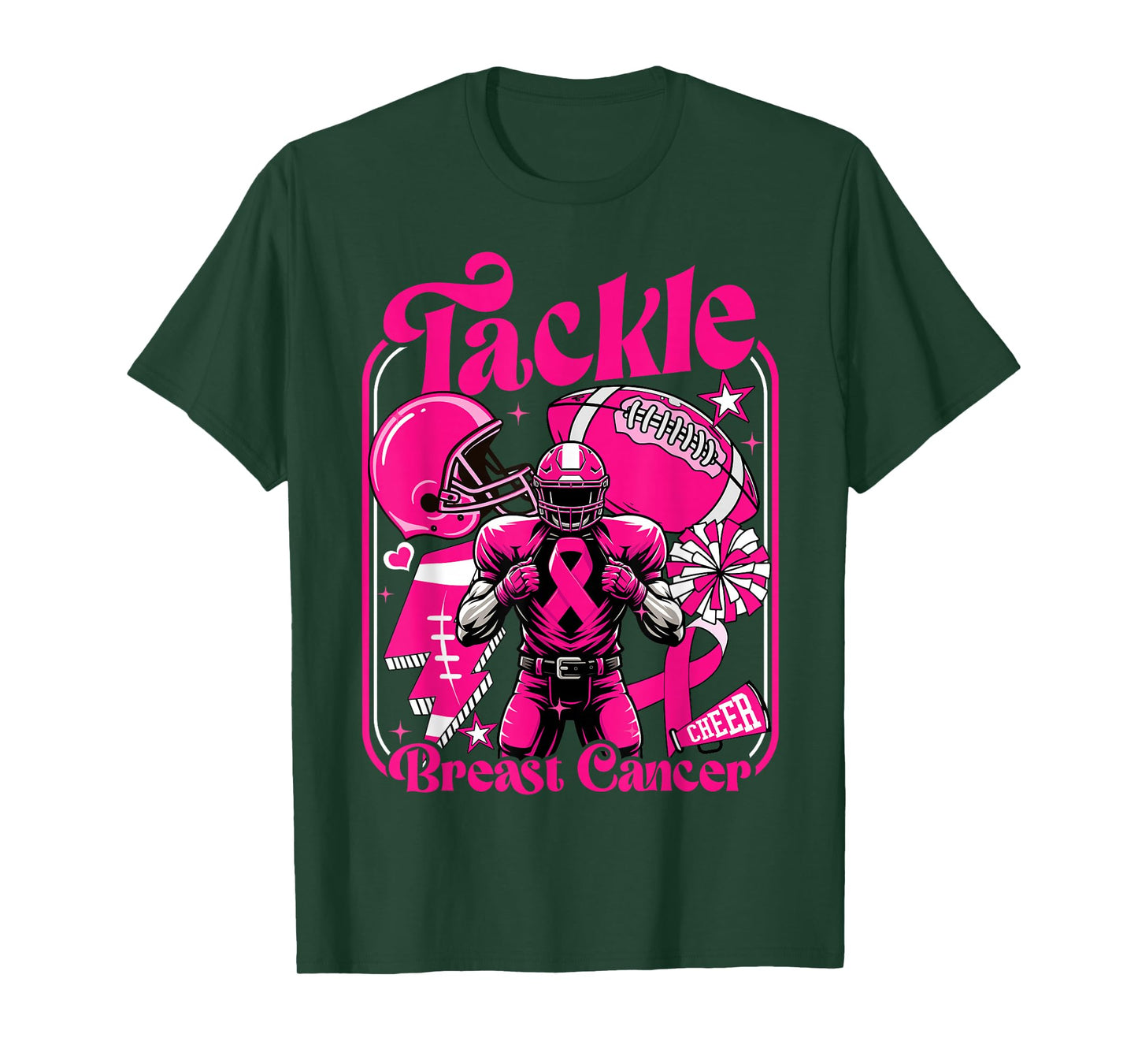 Tackle Breast Cancer Awareness Football Pink Ribbon Women T-Shirt