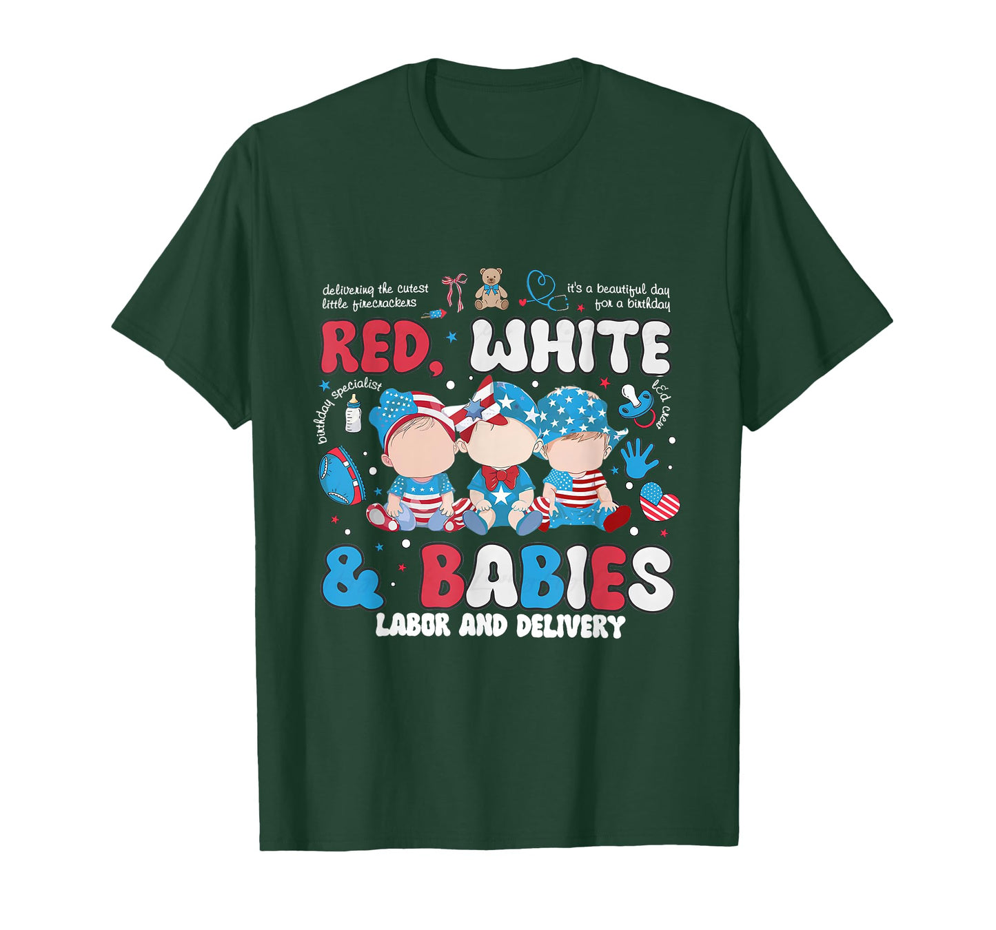 4th of July Labor and Delivery Nurse Retro Independence Day T-Shirt