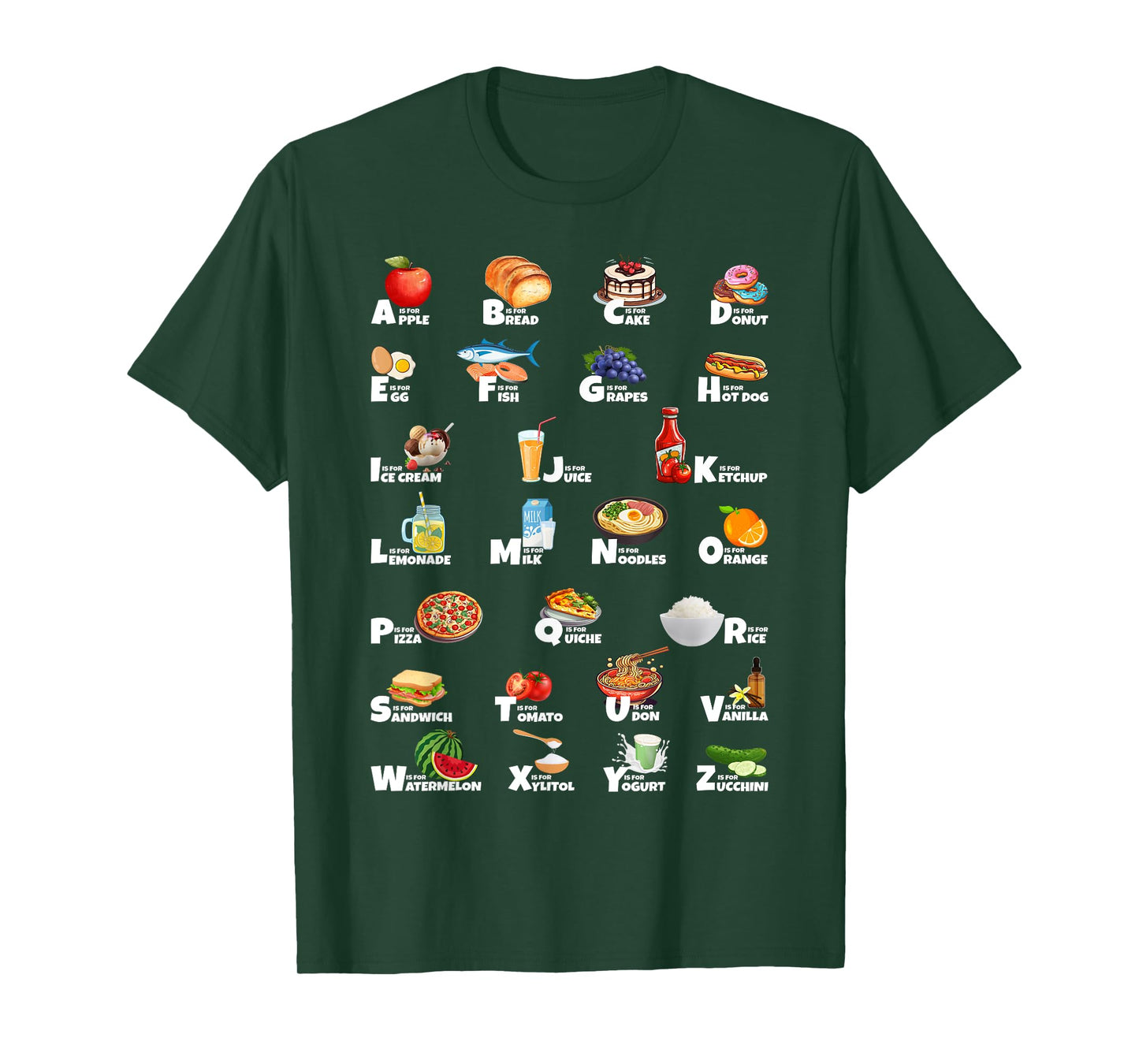 Types Of Food Identification Kids ABC´s Foodie Alphabet T-Shirt