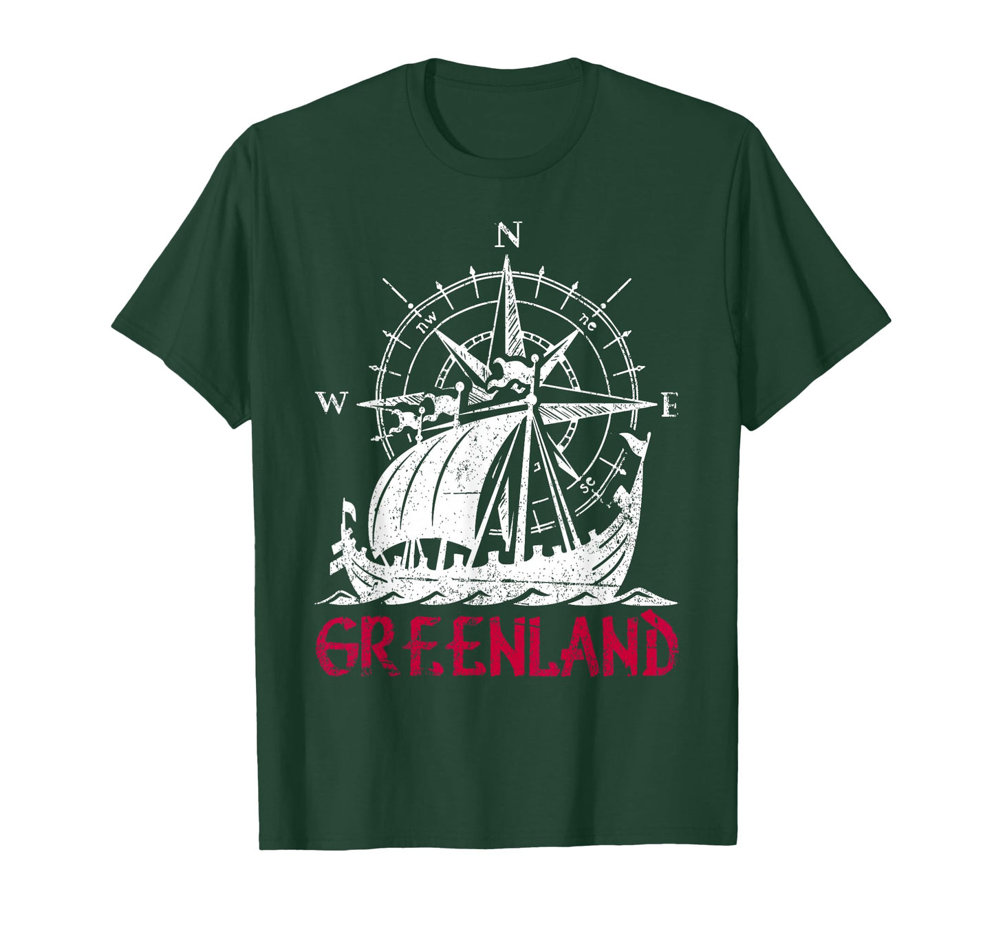 Greenland Viking Ship Compass Travel Souvenir Greenland T-Shirt