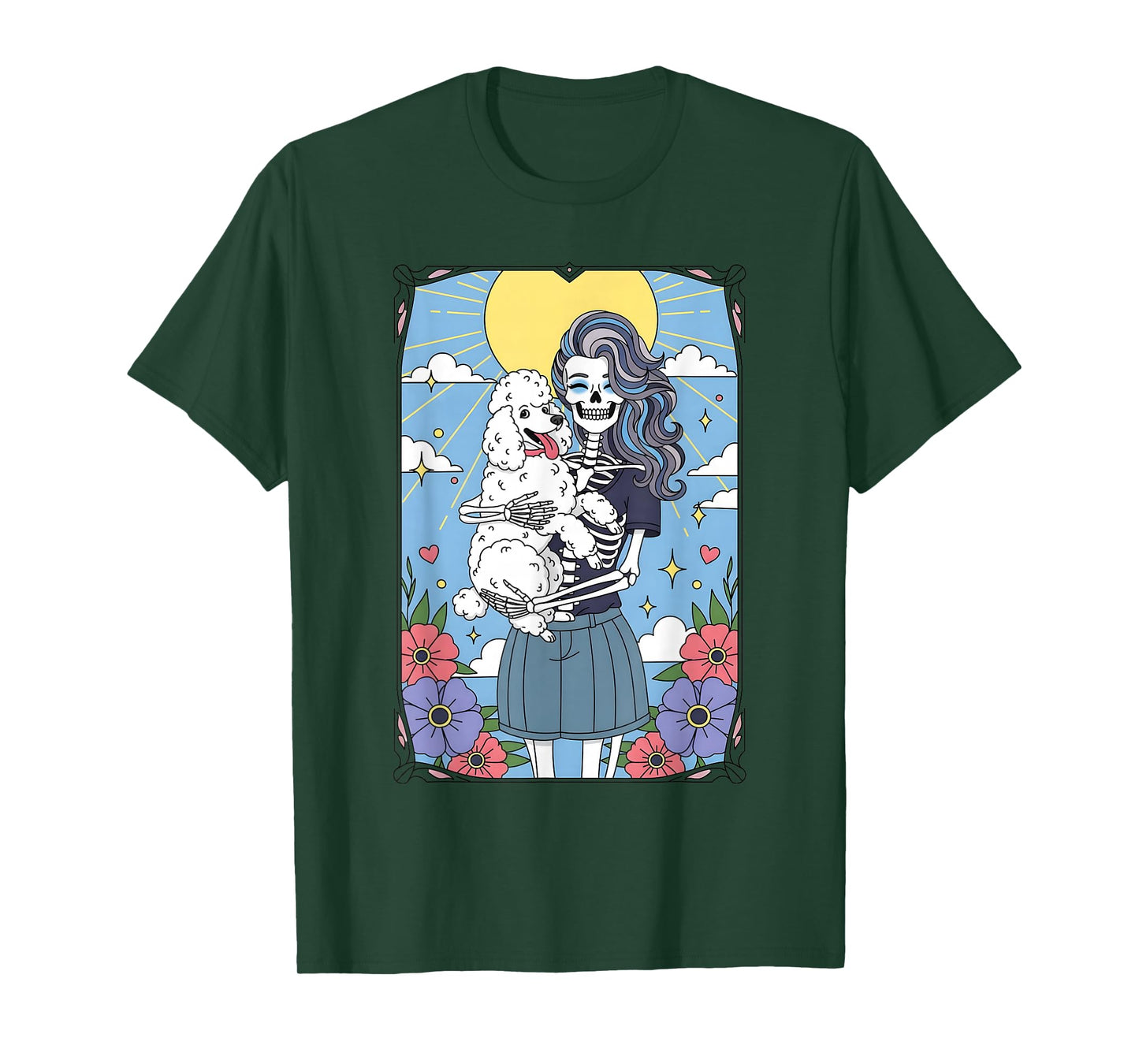 Poodle Dog Tarot Card Halloween Costume Skeleton T-Shirt
