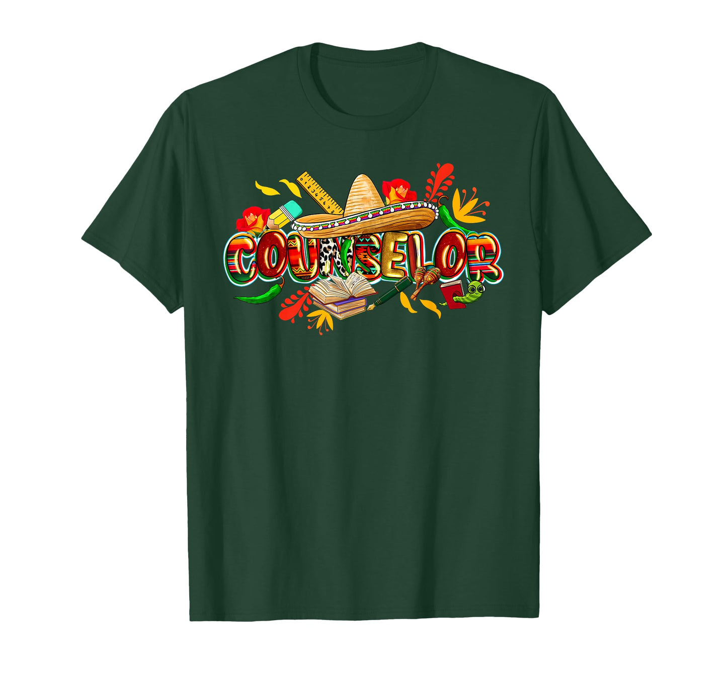 School Counselor Cinco De Mayo Mexican Fiesta Teacher T-Shirt