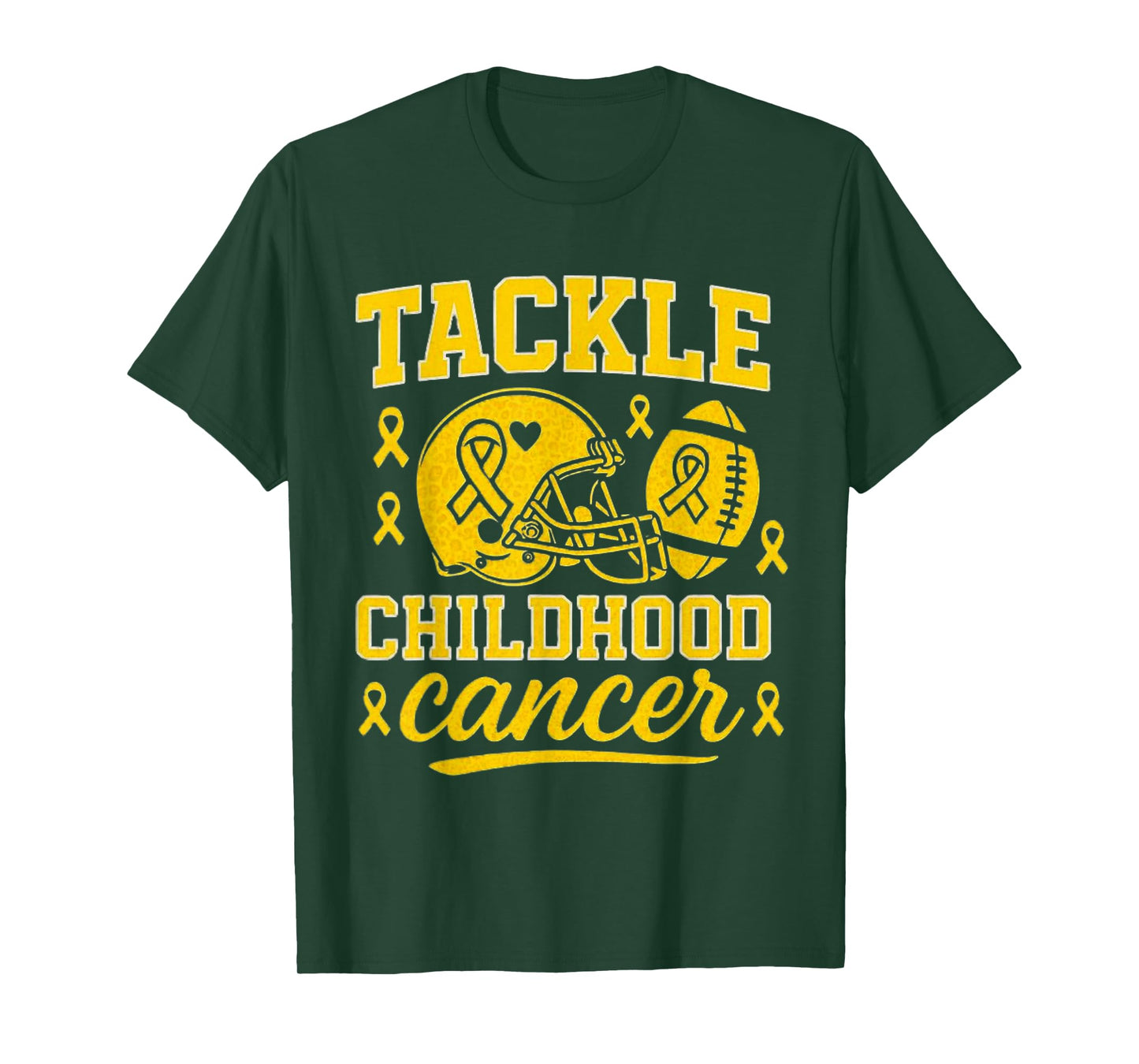 Tackle Childhood Cancer Gold Ribbon Football Awareness T-Shirt