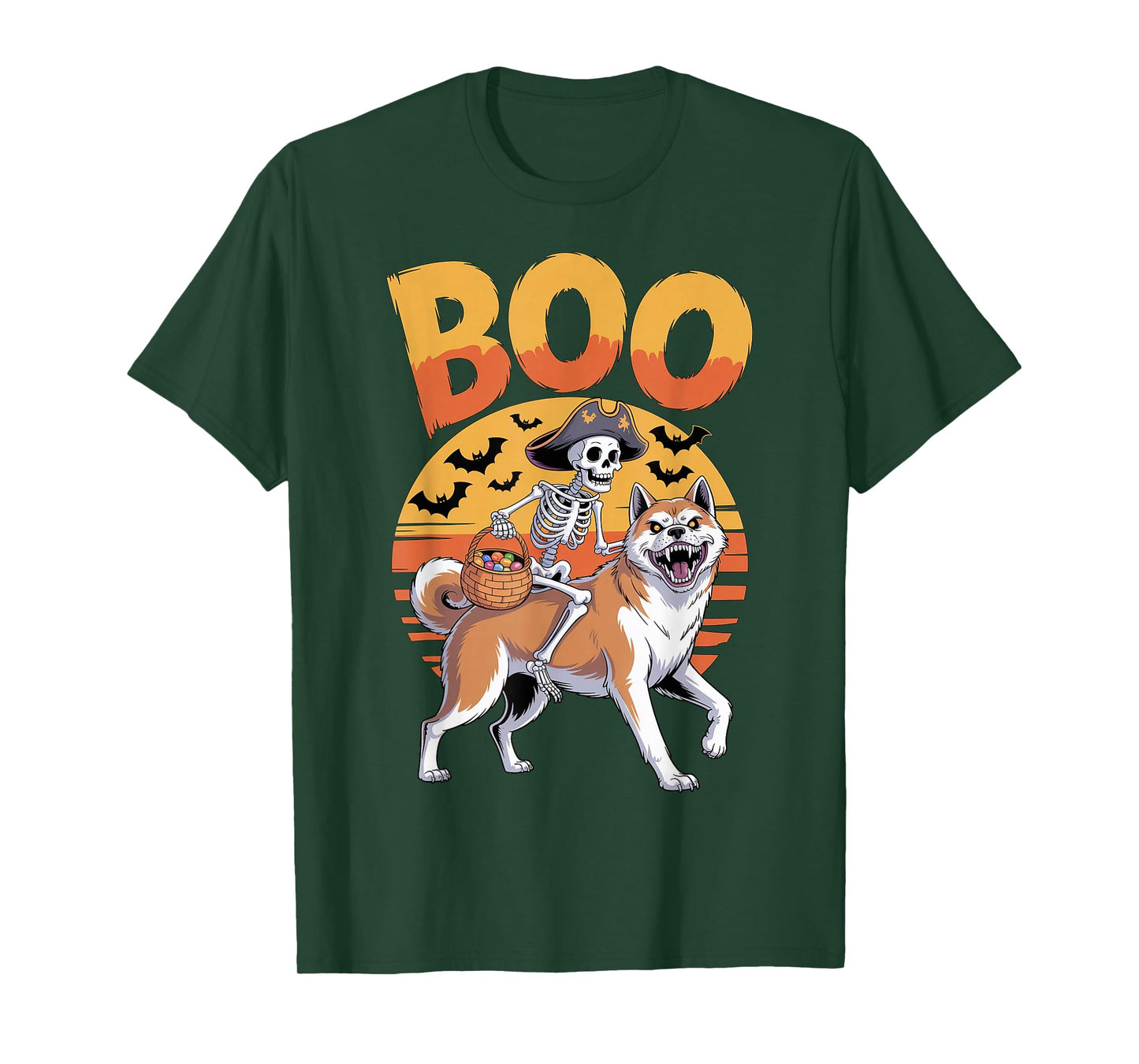 Spooky Akita Costume on Boo Akita Halloween T-Shirt