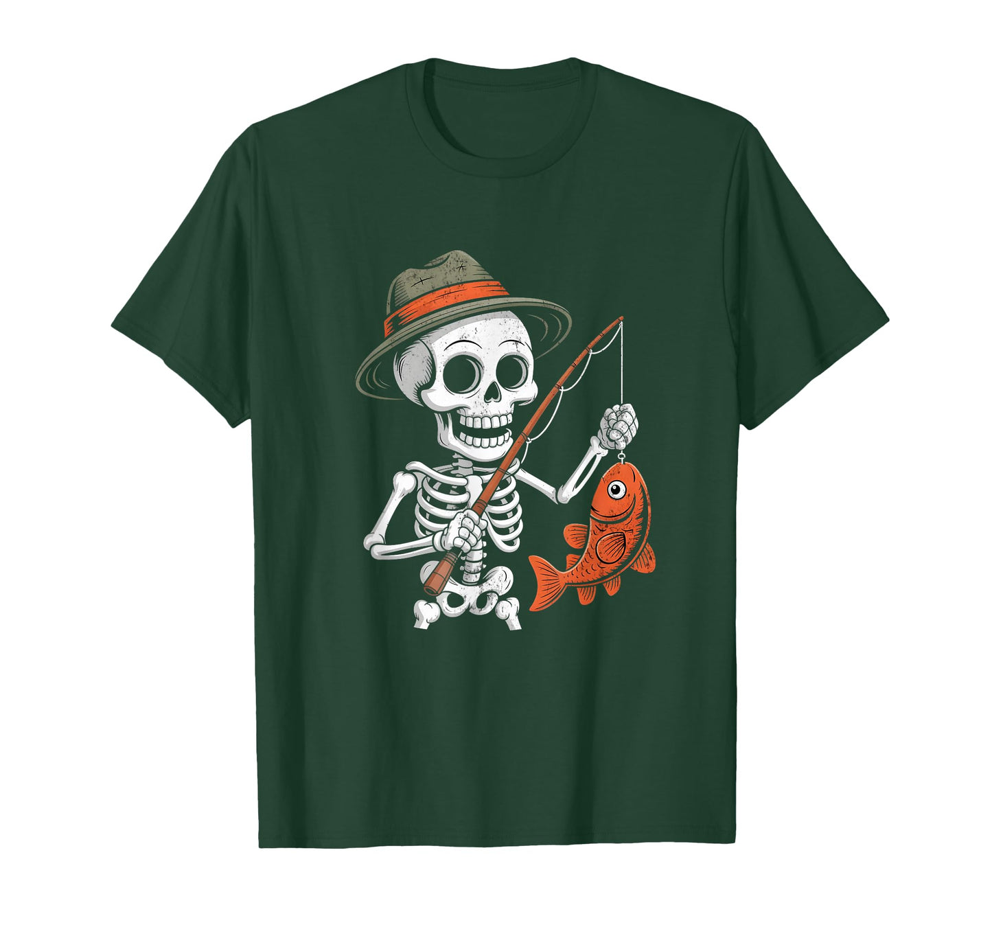 Fishing Halloween Skeleton T-Shirt