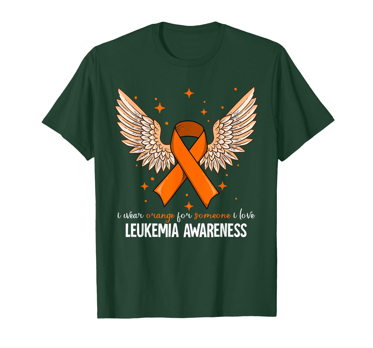 Leukemia Cancer Awareness T-Shirt - Black - Women's - Small - Short Sleeve - Crew Neck - Classic Fit - 100% Polyester - Orange Leukemia Awareness Design