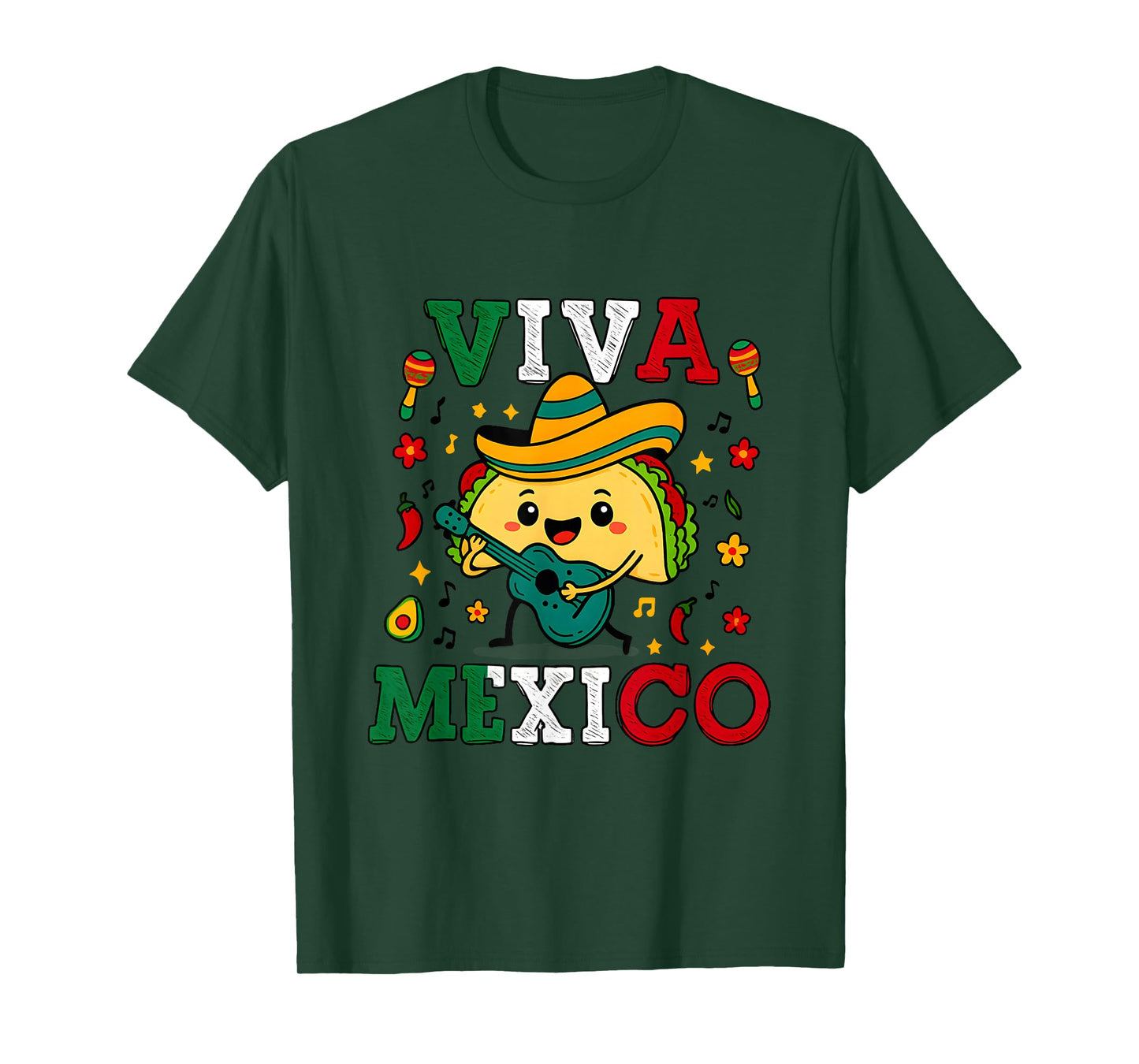 Viva Mexico Kids Women Mexican Flag Independence Day Taco T-Shirt
