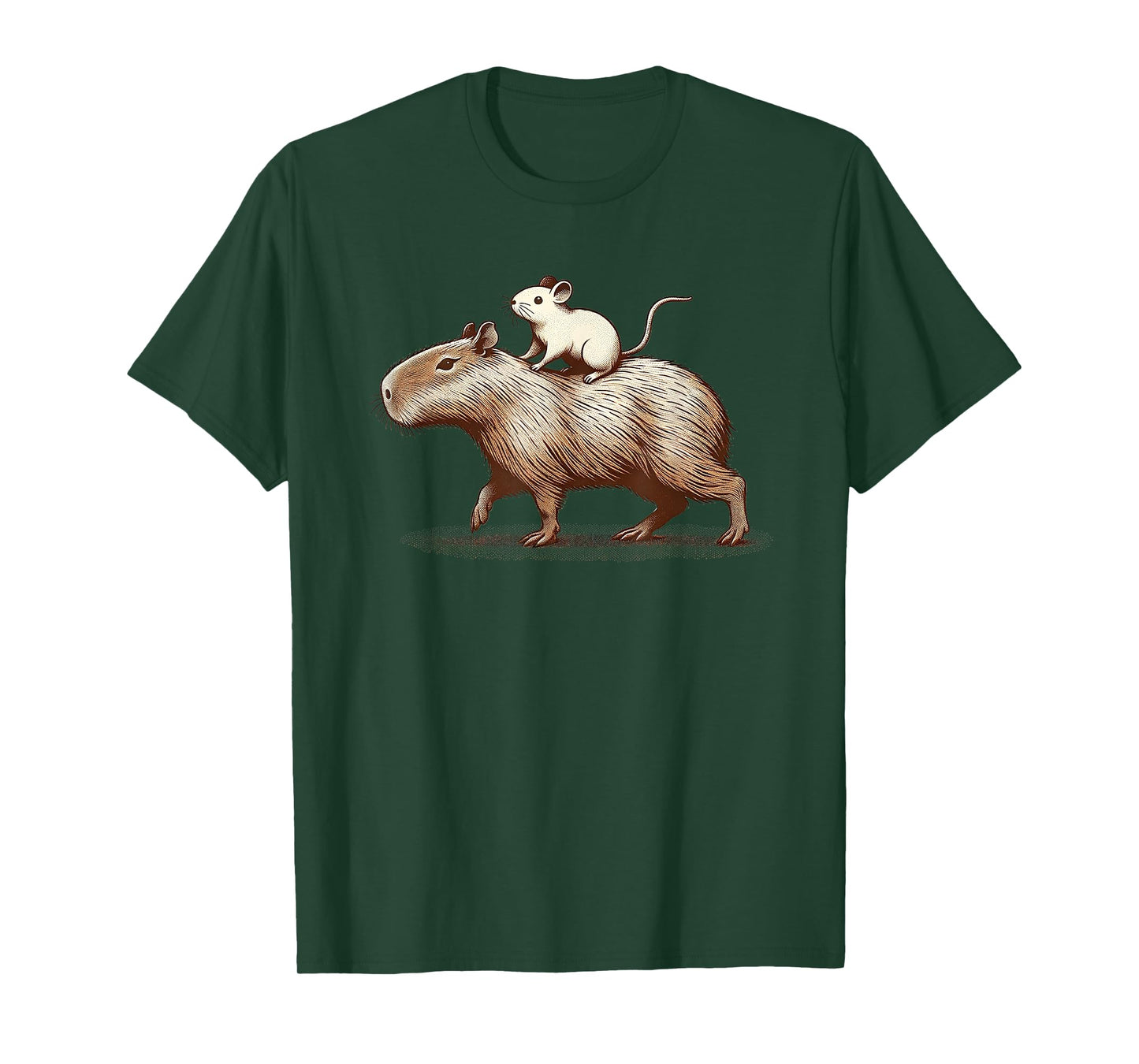 Mouse Riding a Capybara Animal Friends T-Shirt