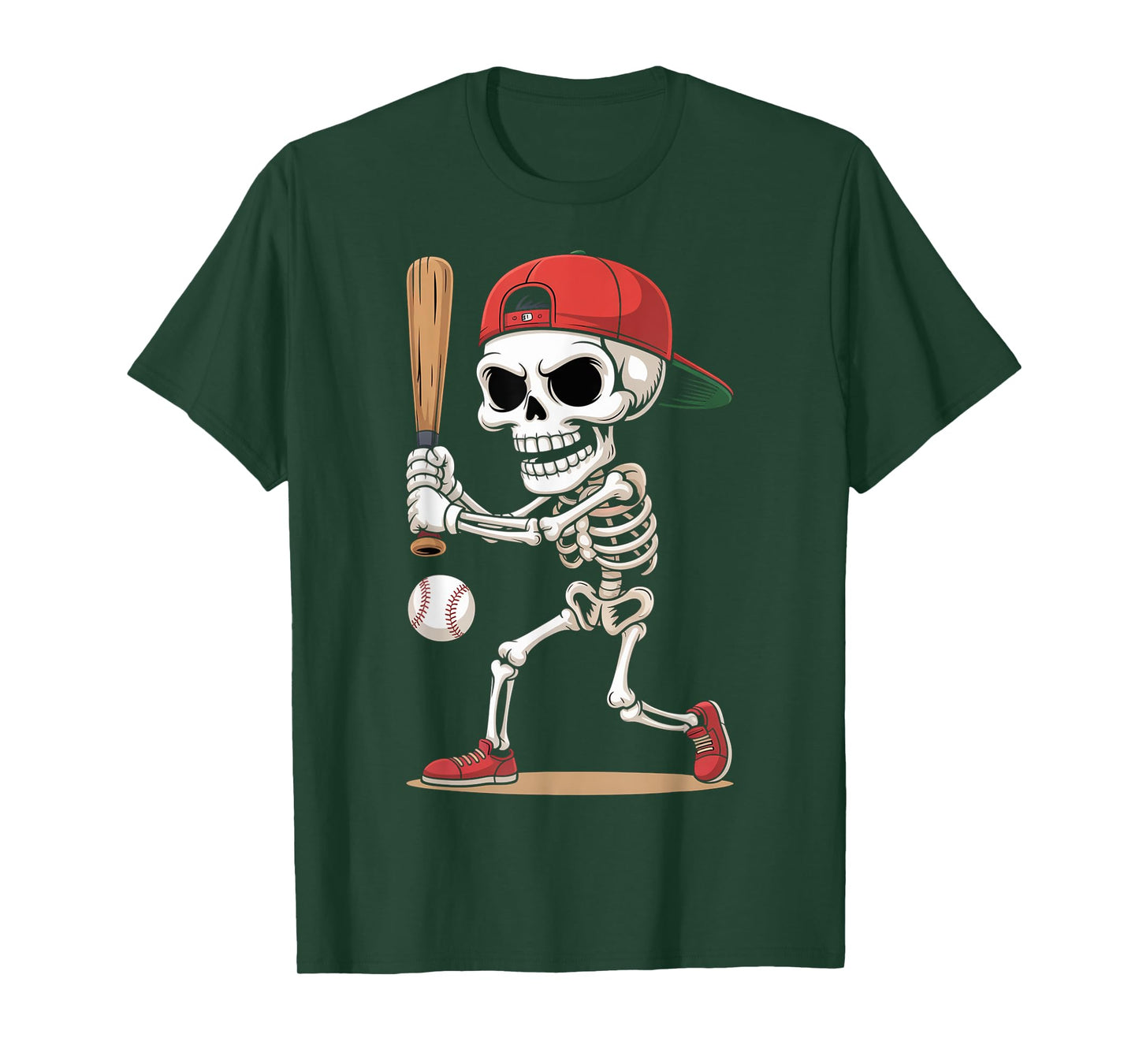 Skeleton Baseball Halloween Costume Funny Men Boys Kids Tee T-Shirt