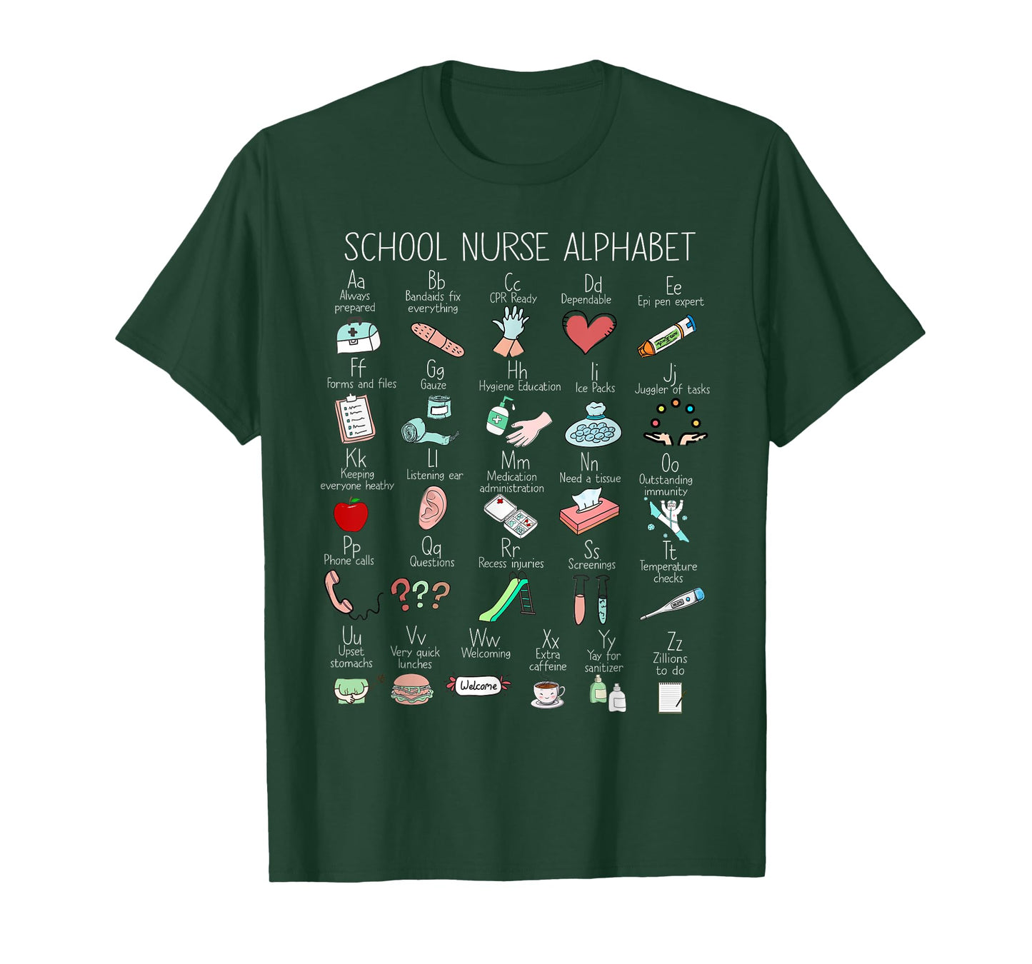 ABC School Nurse Alphabet Nurse Appreciation Nurse Educator T-Shirt