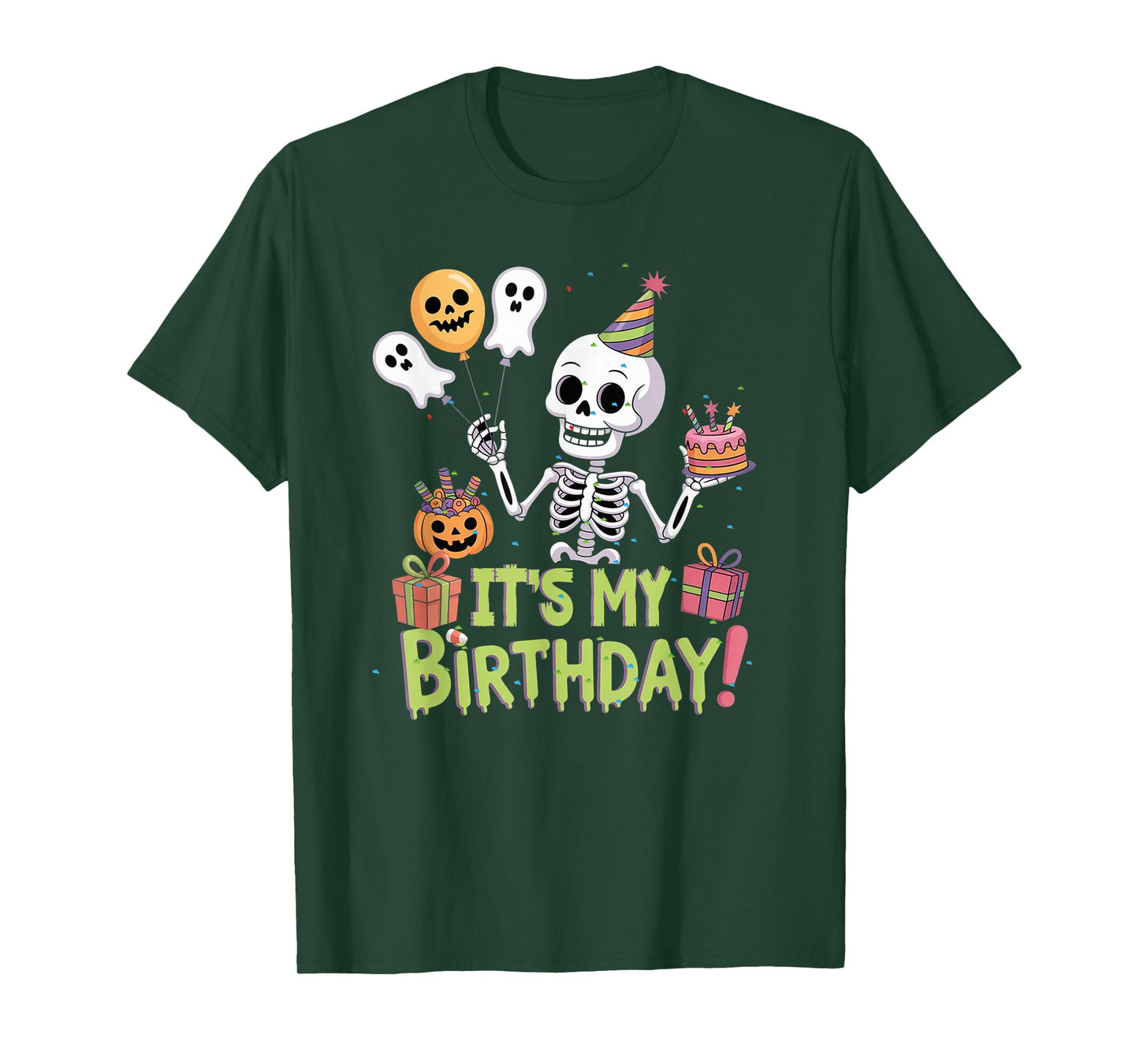 Skeleton Birthday Funny Happy Halloween Bday Boys Girls Kids T-Shirt