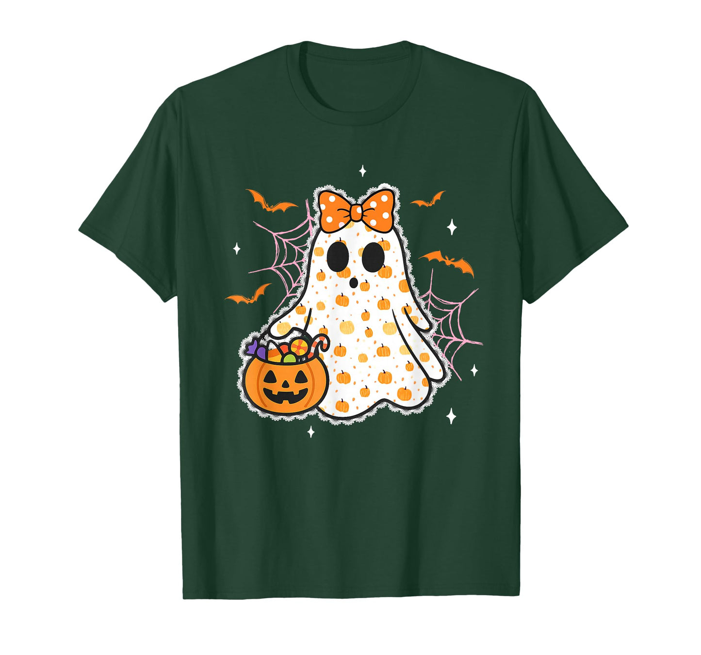 Halloween Women Lace Ghost Coquette Spooky Season Girl T-Shirt